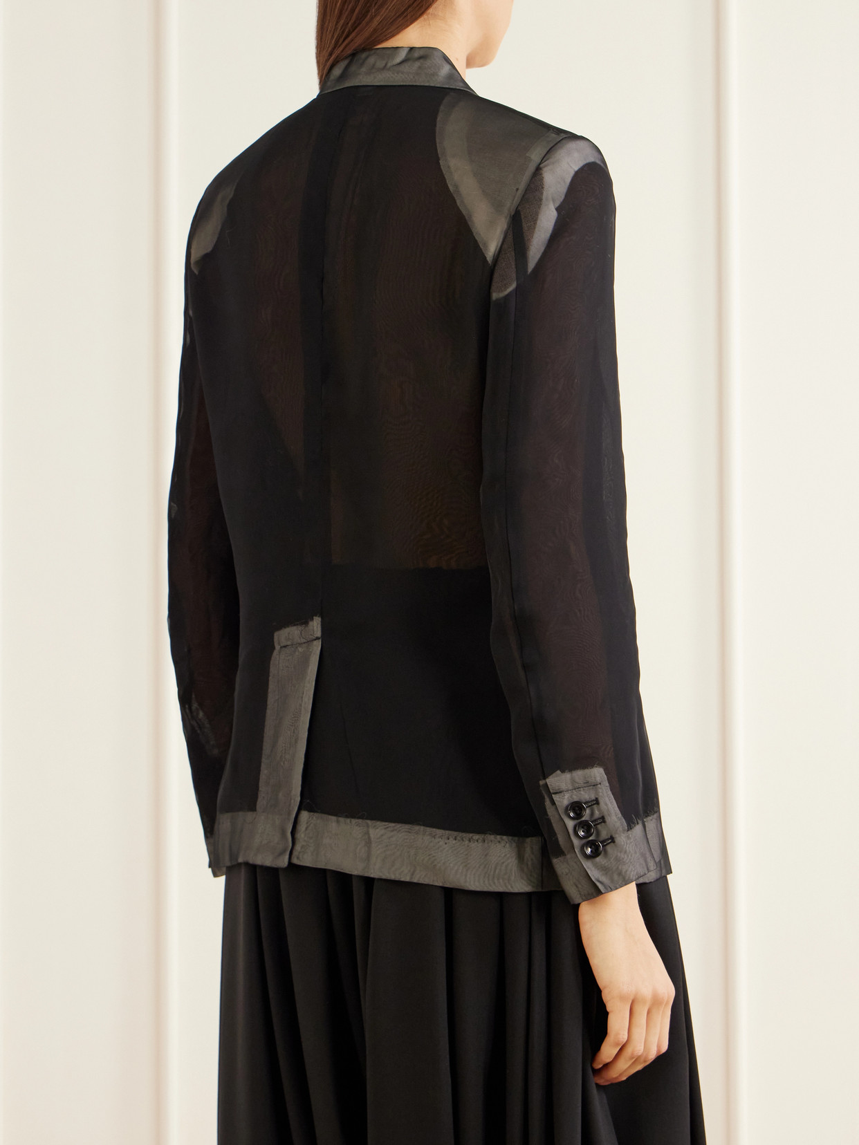 Comme Des Garçons Polyester Georgette Thin Jacket In Black