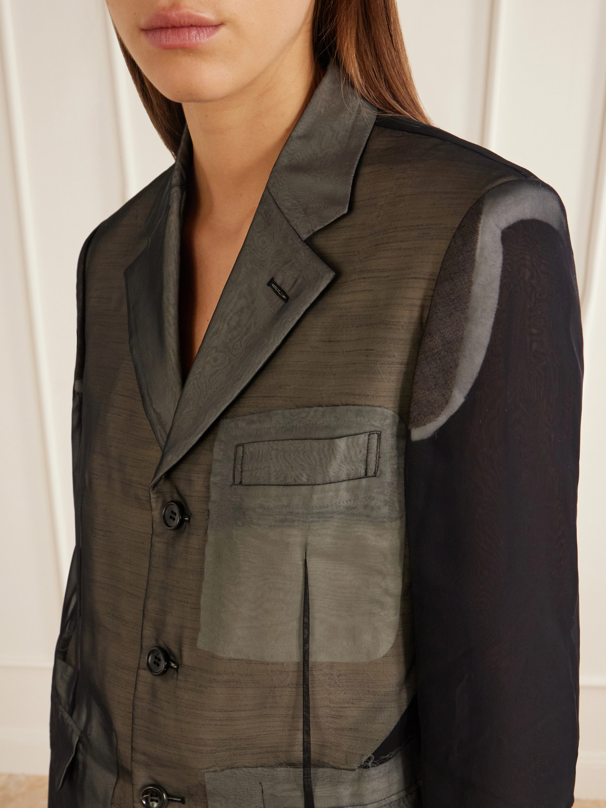 Comme Des Garçons Polyester Georgette Thin Jacket In Black
