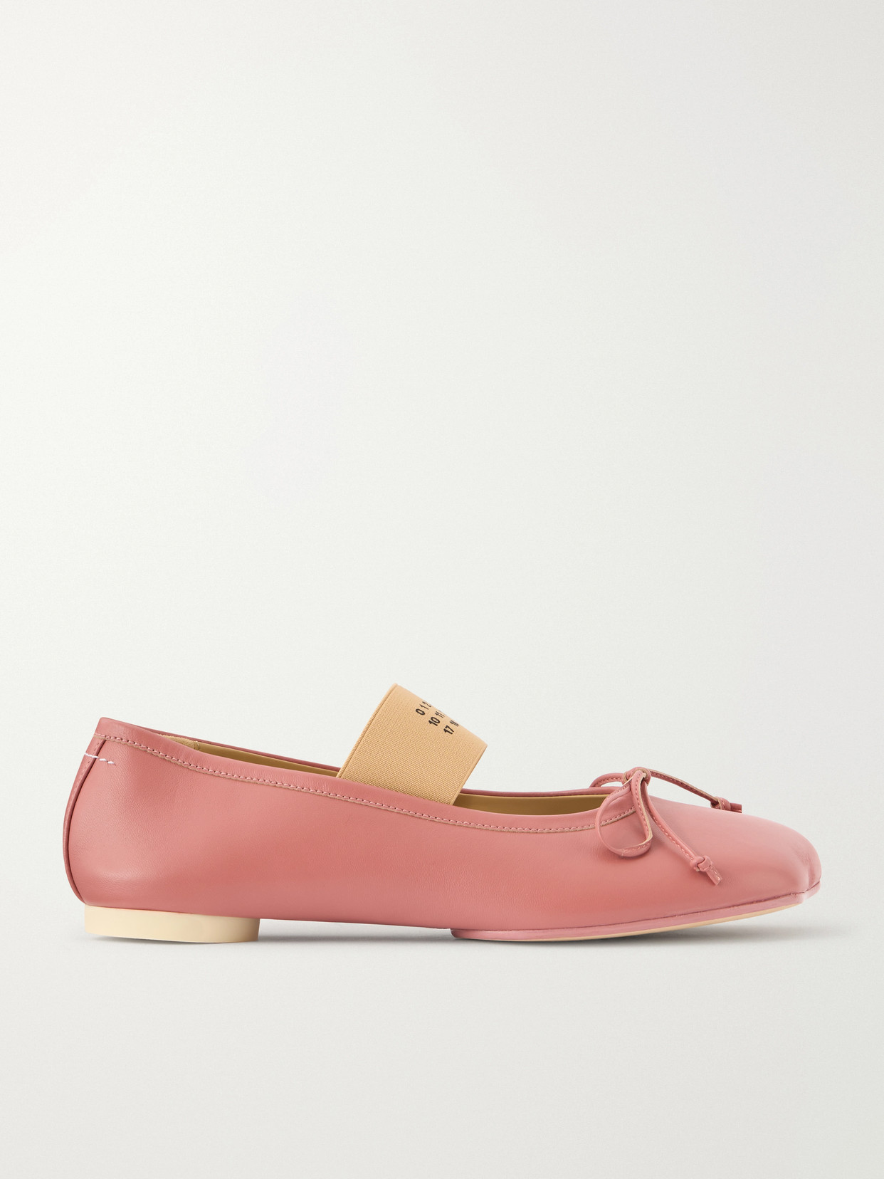 Mm6 Maison Margiela Bow-detailed Leather Ballet Flats In Pink