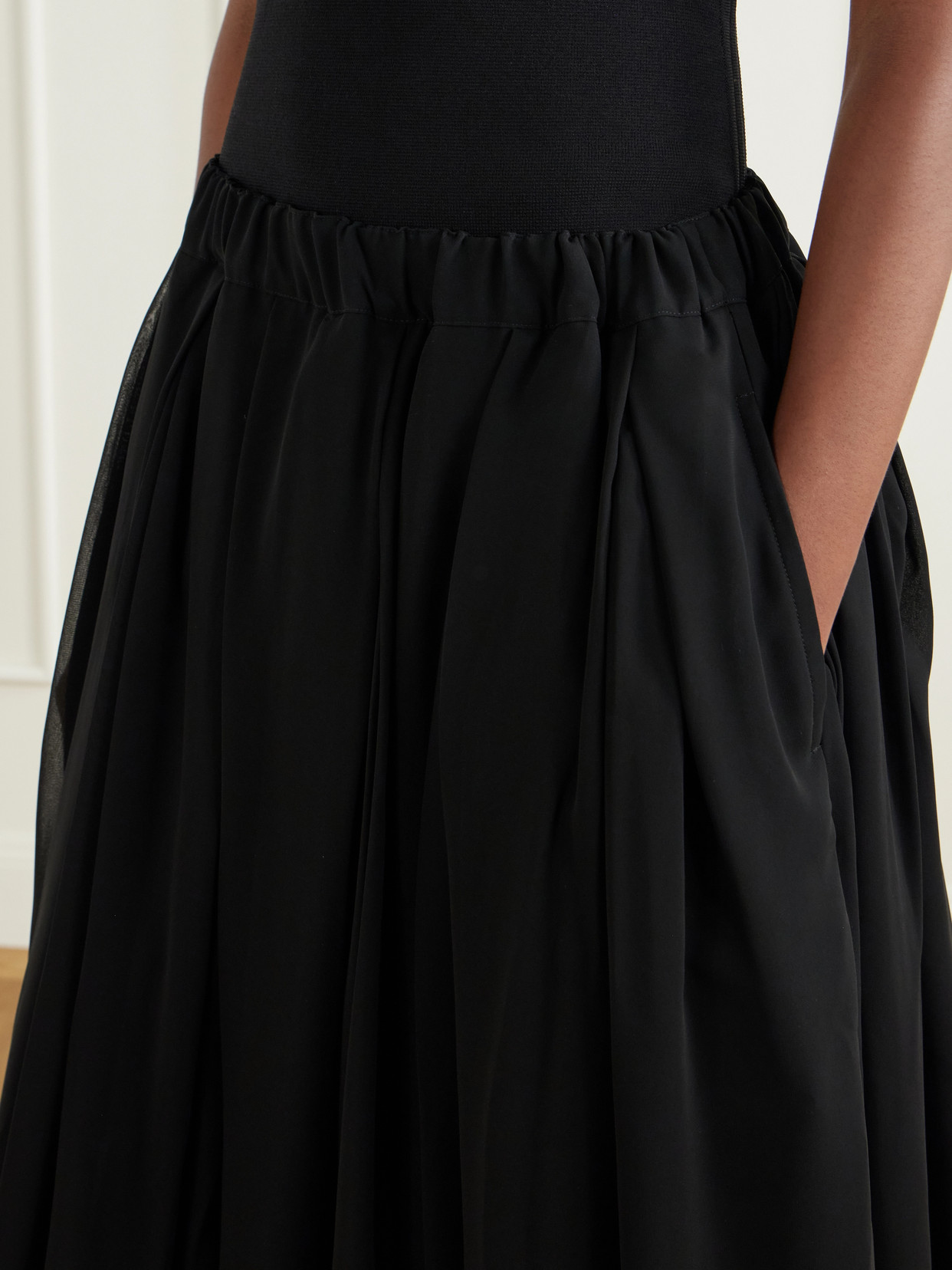 Comme Des Garçons - Layered Gathered Georgette And Organza Midi