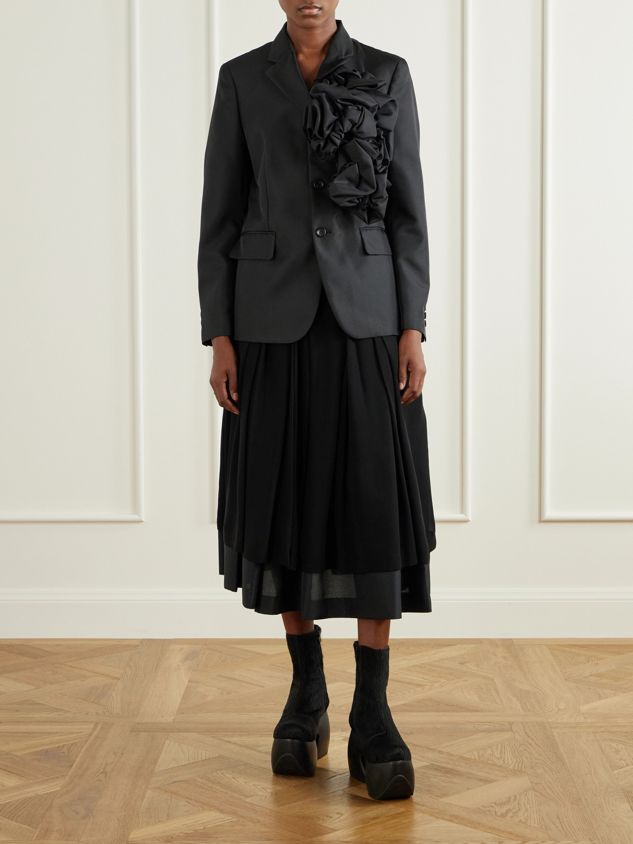 Comme Des Garçons - Layered Gathered Georgette And Organza Midi