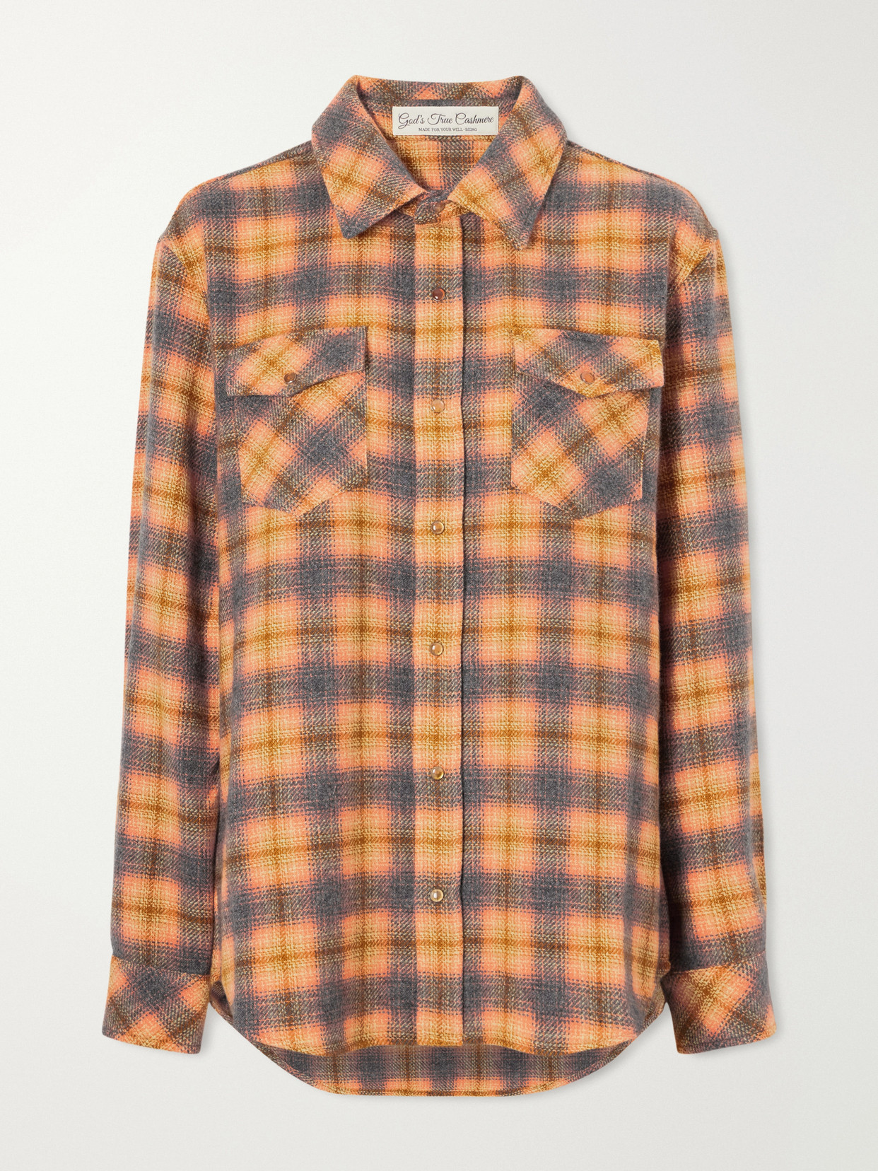 God's True Cashmere Checked Cashmere Shirt In Orange