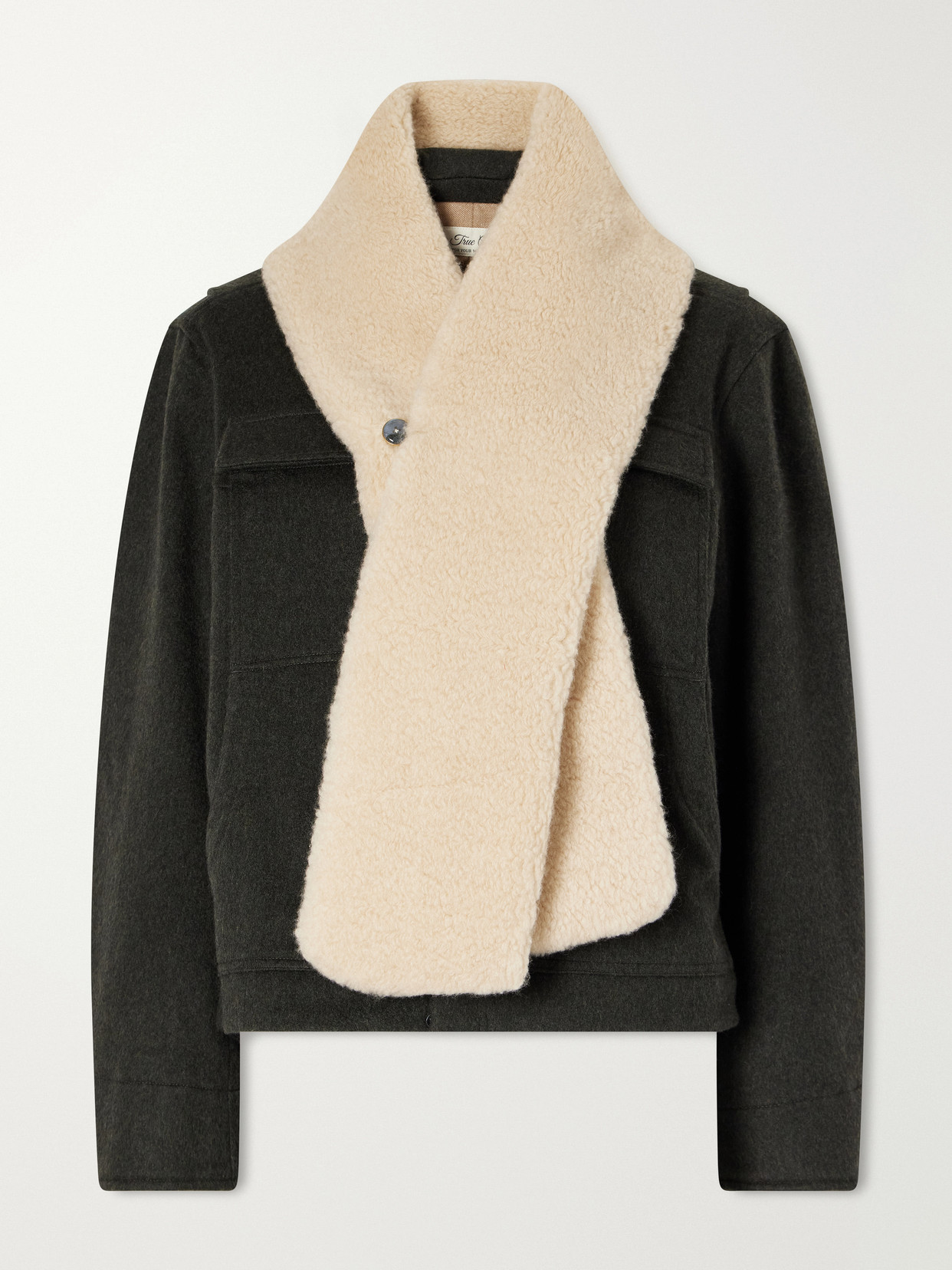 Scarf-Detailed Cashmere And Wool-Blend Flannel Bomber Jacket
