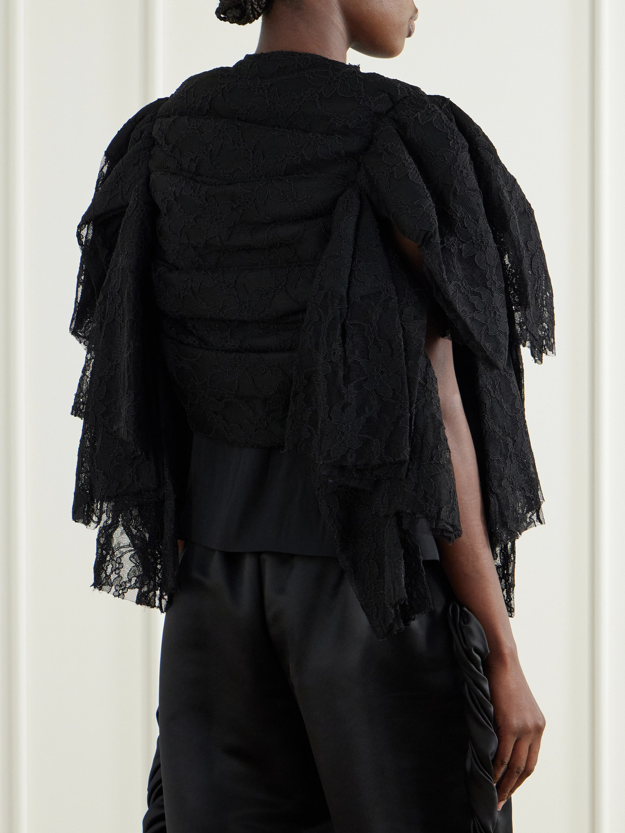 Comme Des Garçons - Ruffled Lace And Silk-Blend Georgette Top
