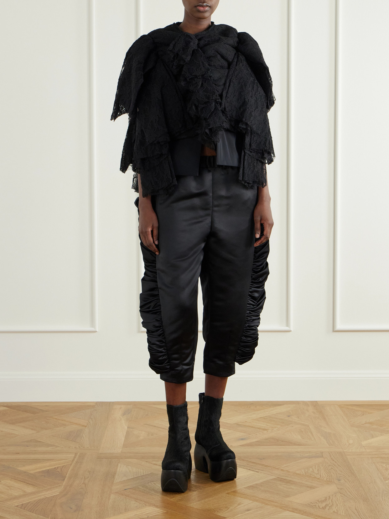 Comme Des Garçons - Ruffled Lace And Silk-Blend Georgette Top