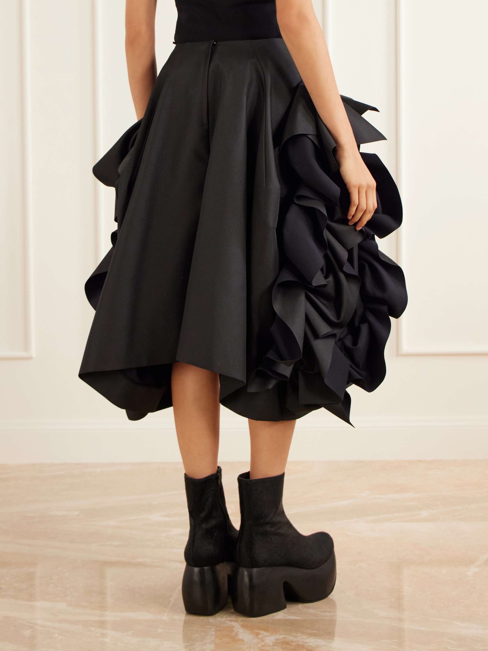 COMME des GARÇONS Ruffled drill midi skirt | NET-A-PORTER