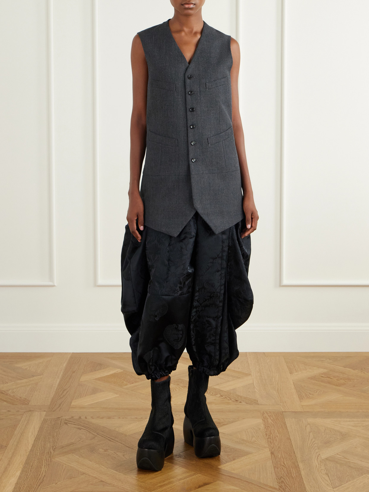 Comme Des Garçons Comme Des Garçons - Wool-Gabardine And Taffeta Vest