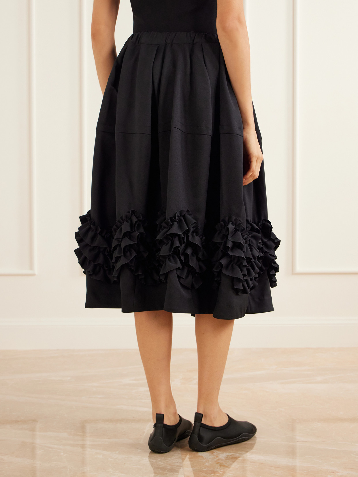 Comme Des Garçons Comme Des Garçons - Ruffle-Detail Tiered Twill Midi