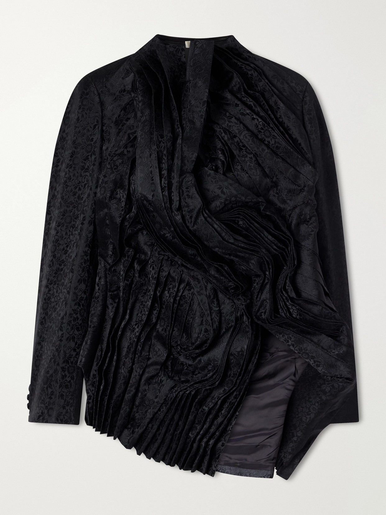 Comme Des Garçons - Asymmetric Pleated Floral-Jacquard Jacket