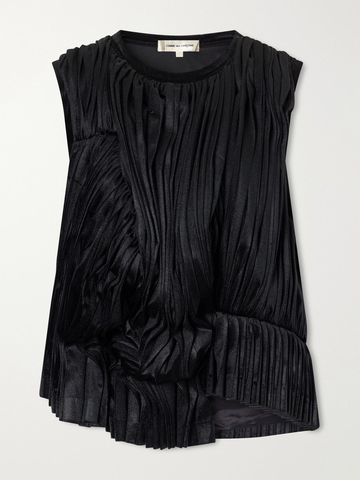 Comme Des Garçons - Asymmetric Pleated Draped Jersey-Velour Top