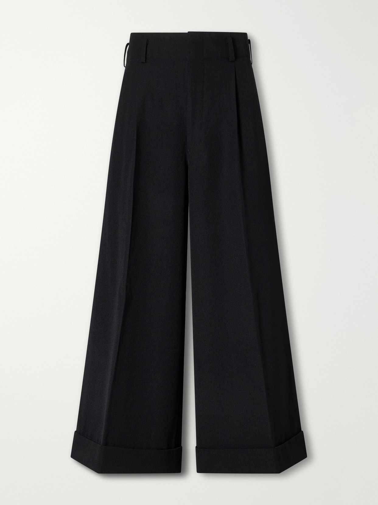 Comme Des Garçons Pleated Wool-twill Wide-leg Pants In Black