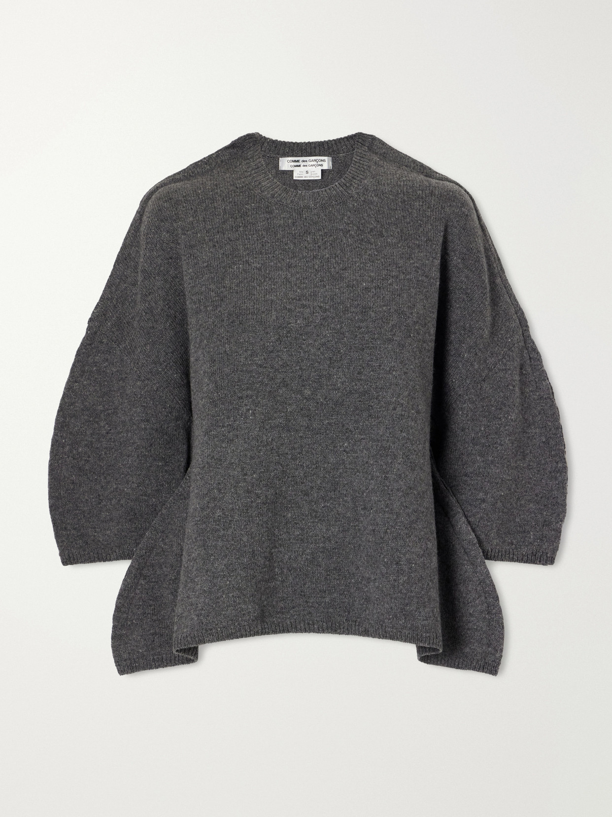 Comme Des Garçons Peplum Wool Sweater In Gray