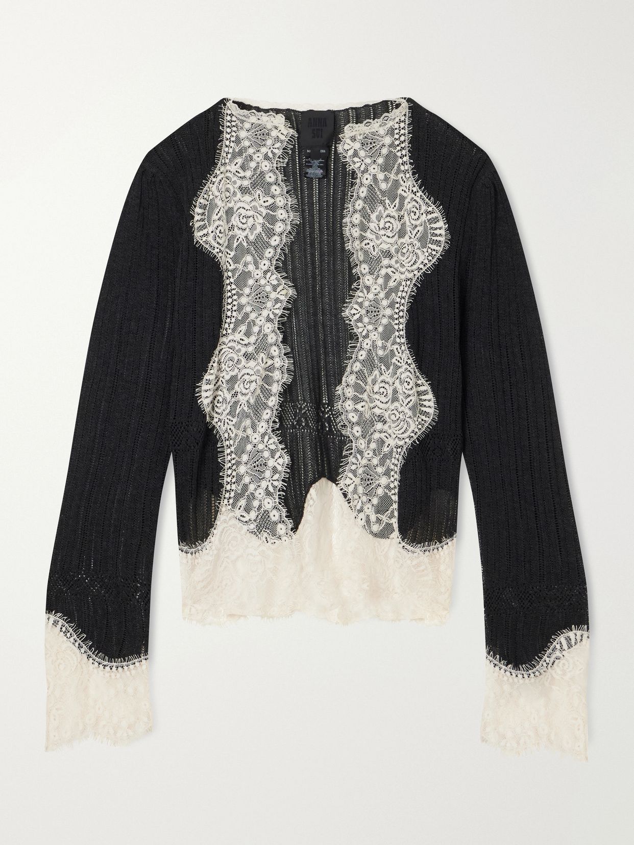 lace trimmed jersey cardigan