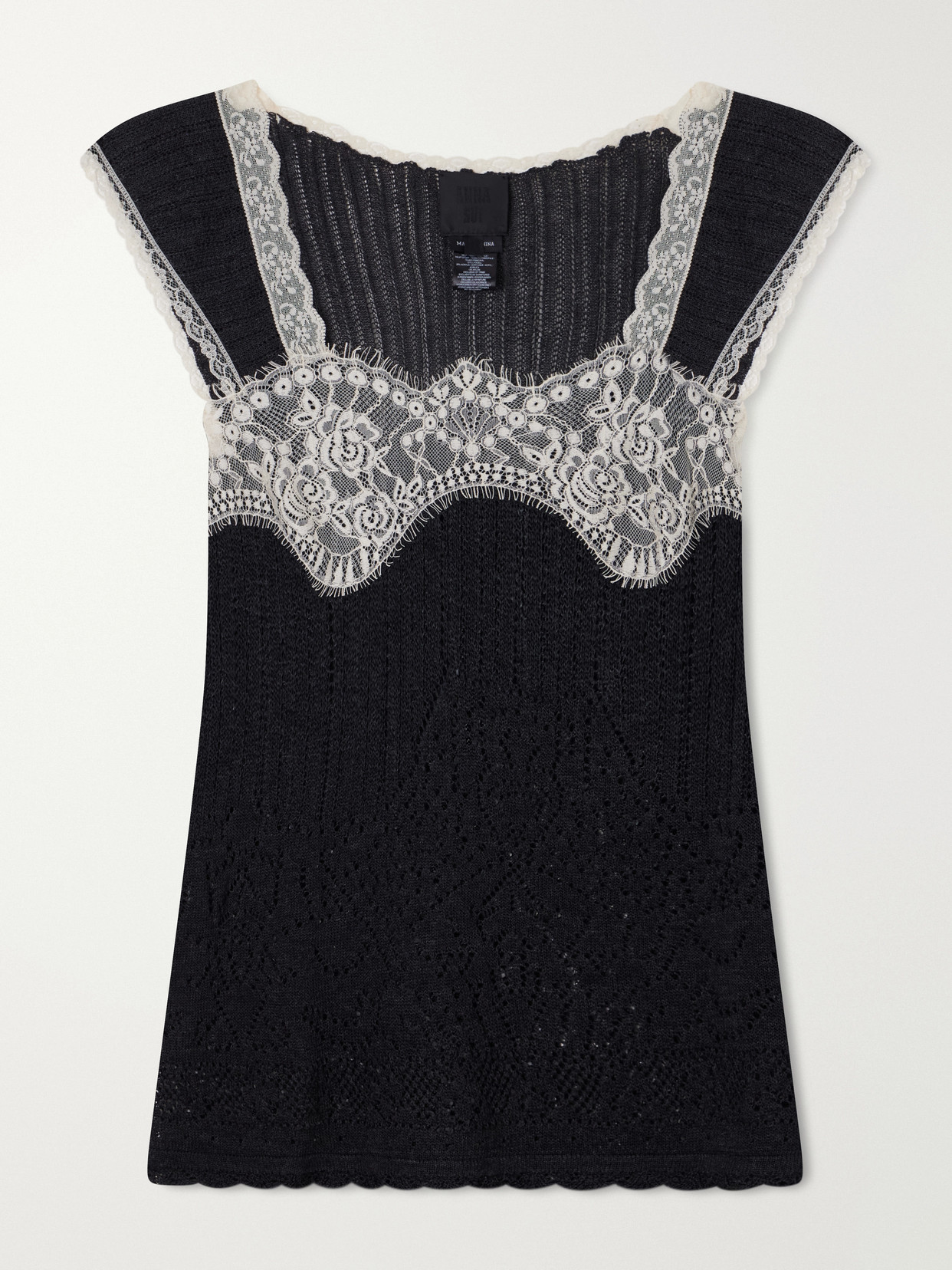 Anna Sui Lace-trimmed Jersey Cami In Black