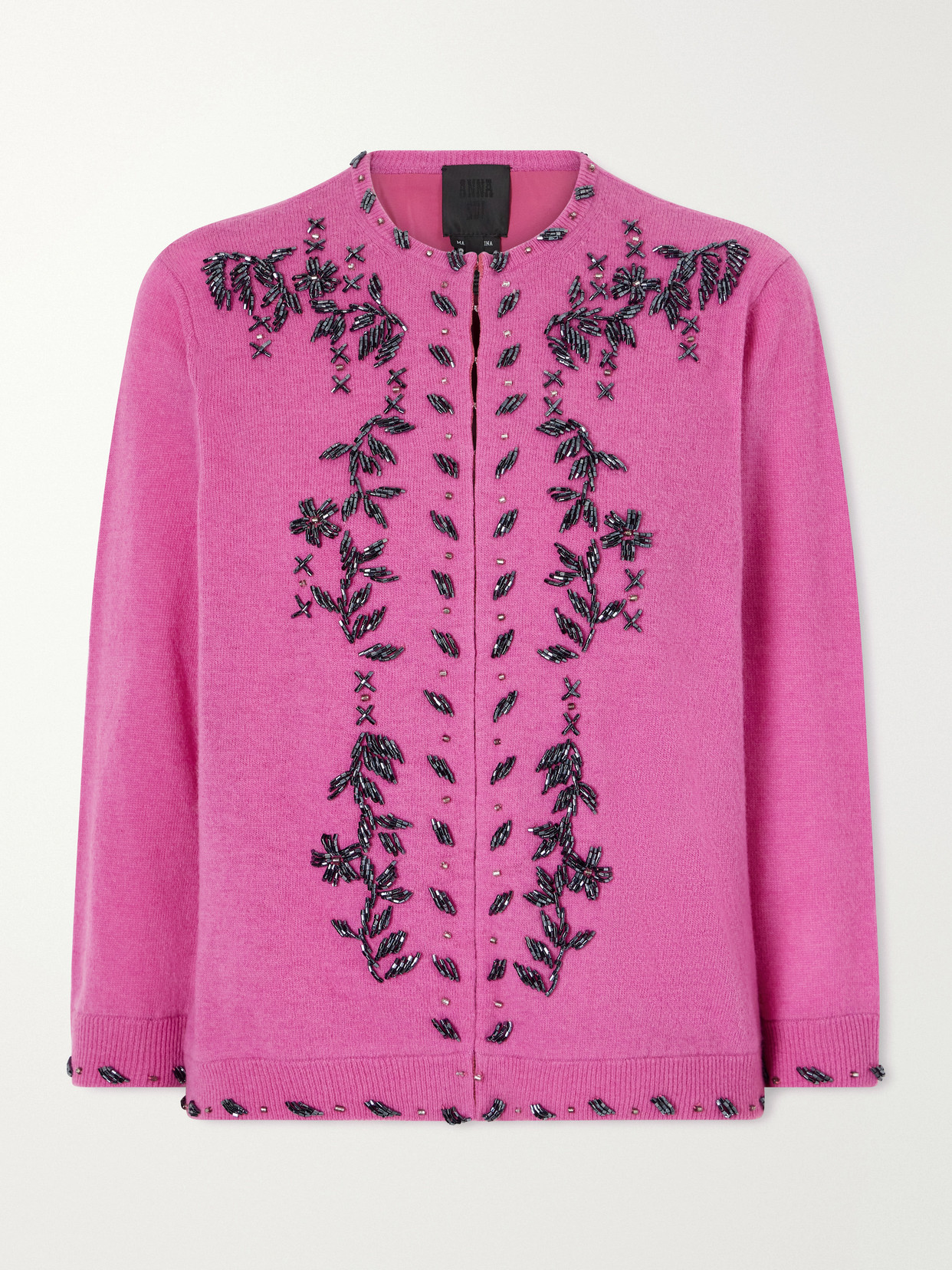 Anna Sui Sequin-embellished Wool-blend Cardigan In Pink