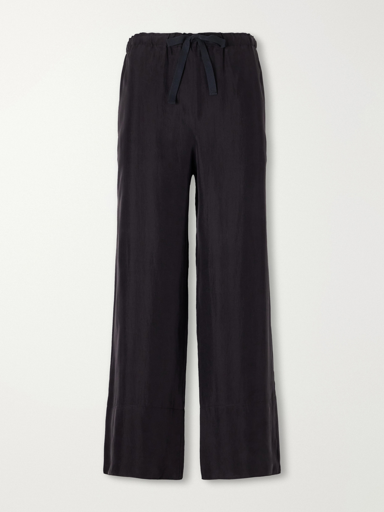 James Perse Silk-habotai Wide-leg Drawstring Pants In Black
