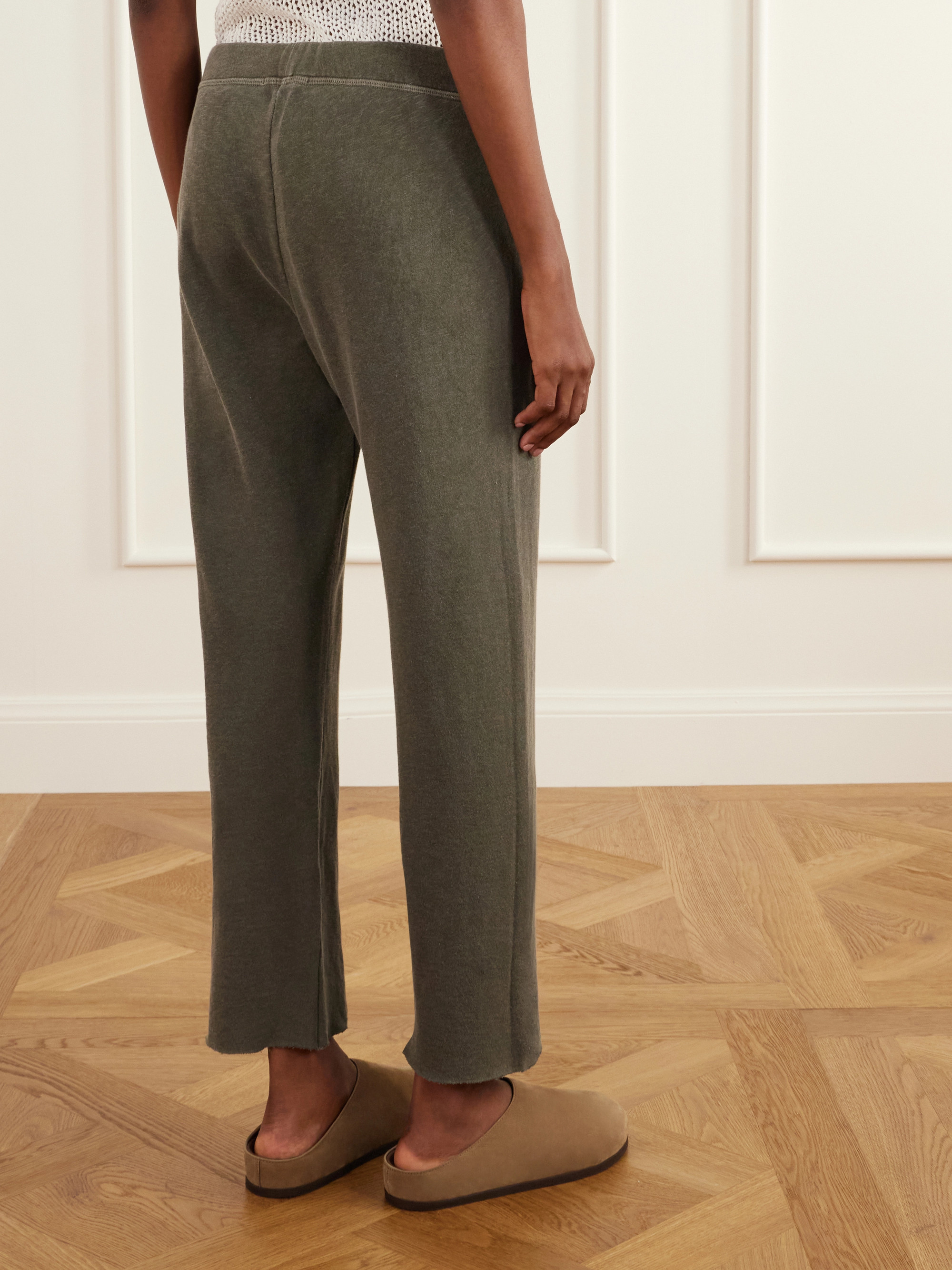 James Perse Cropped brushed cotton-terry straight-leg sweatpants