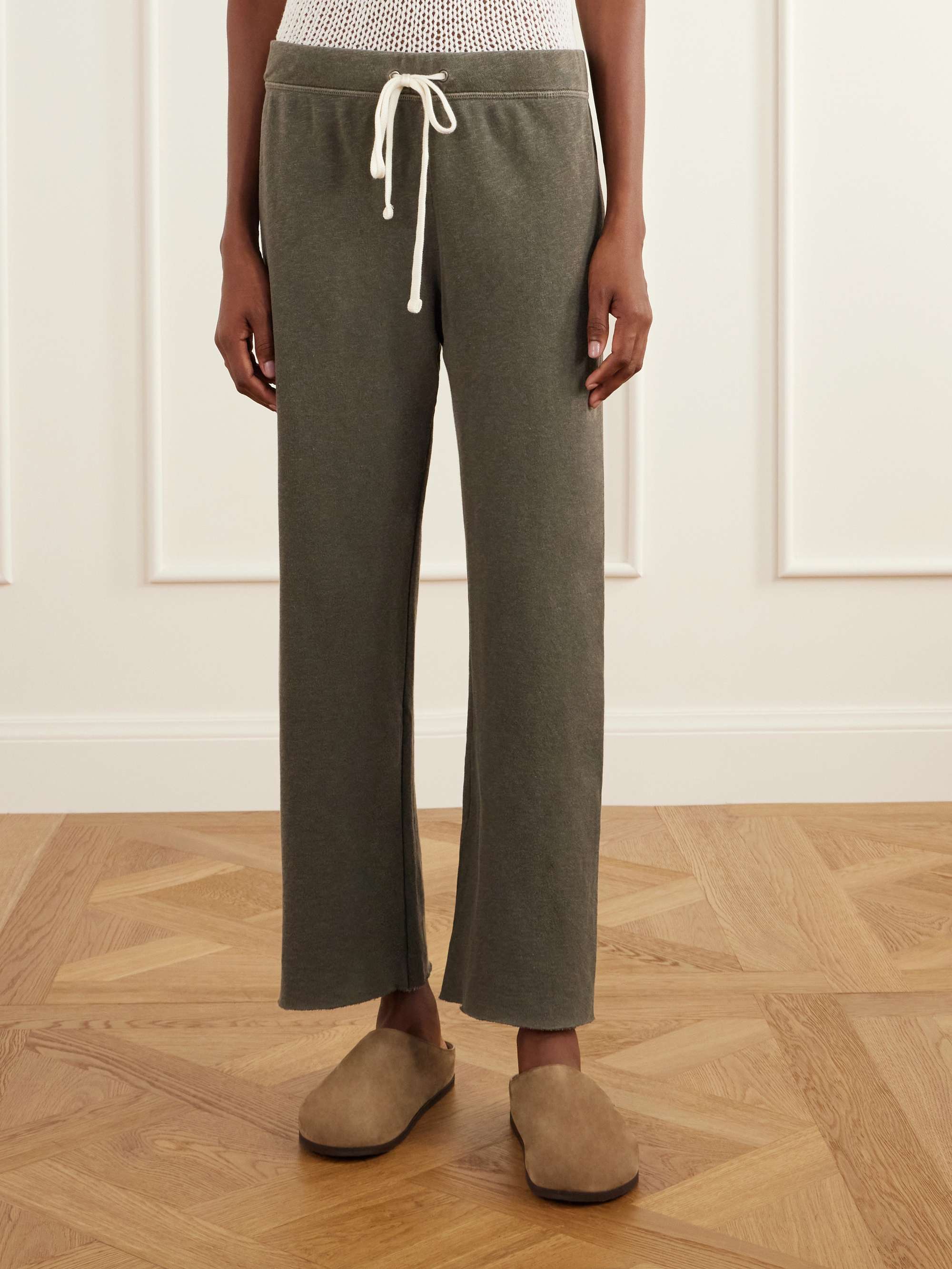 JAMES PERSE Cropped Supima cotton-terry track pants