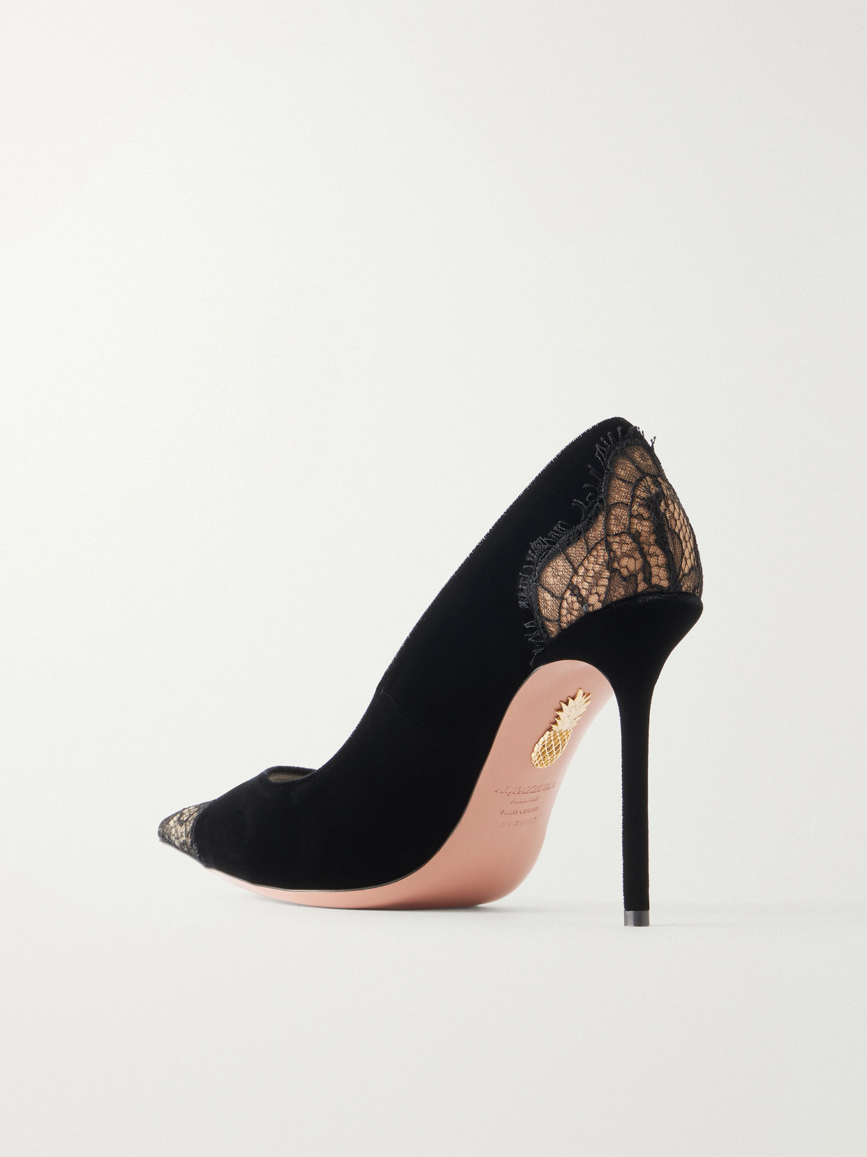 Meadow 105 Lace-Trimmed Velvet Pumps