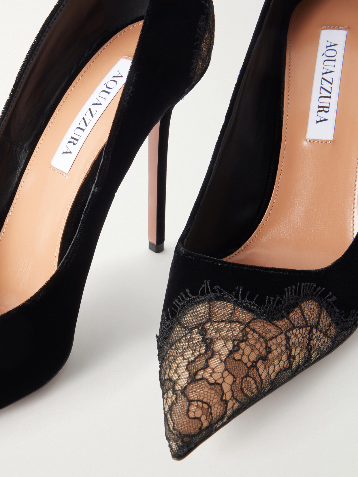 Meadow 105 Lace-Trimmed Velvet Pumps