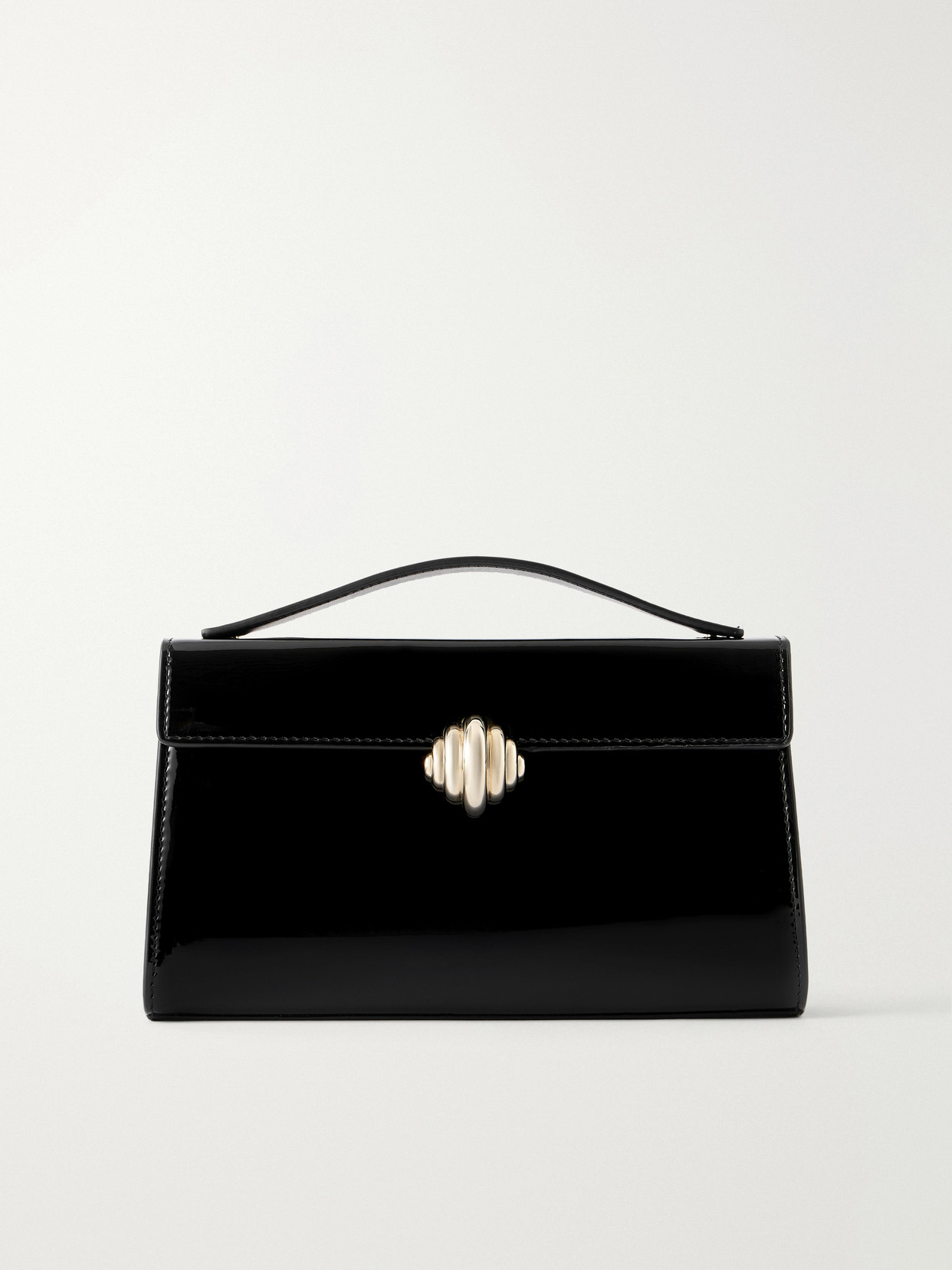 Aquazzura Alex Patent-leather Clutch In Black