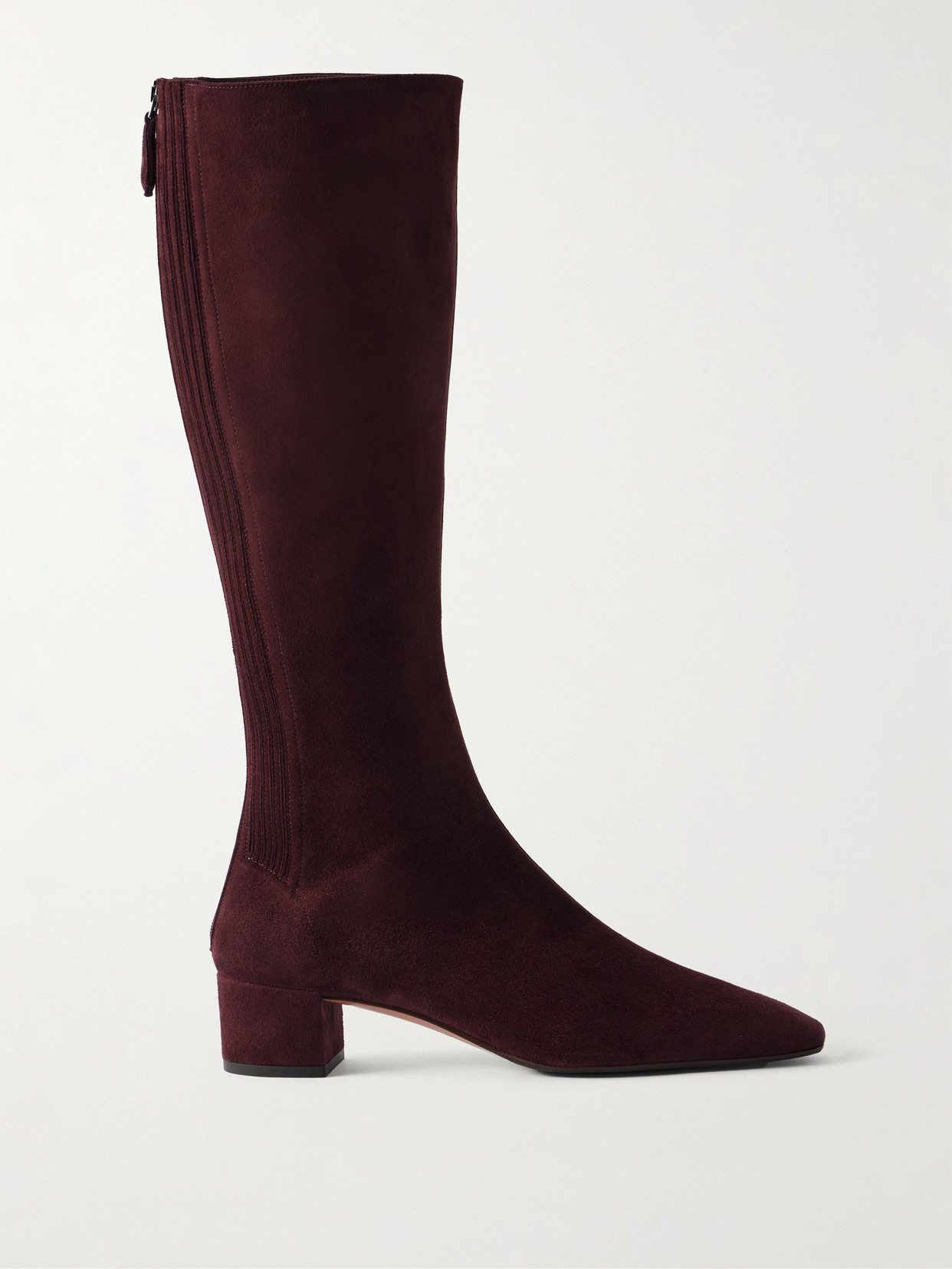 Aquazzura Saint Honoré 35 Suede Knee-boots In Burgundy