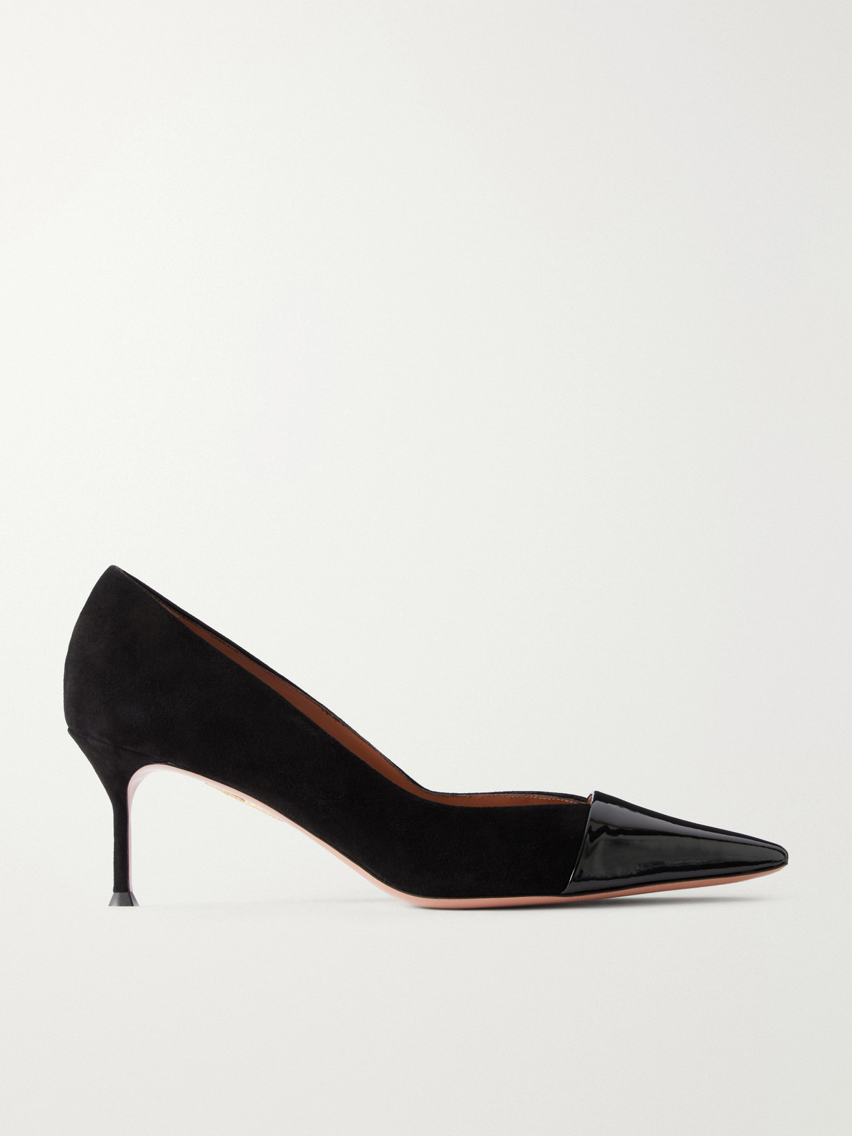 Aquazzura Orbit Pump 65 Patent Leather-trimmed Suede Pumps In Black