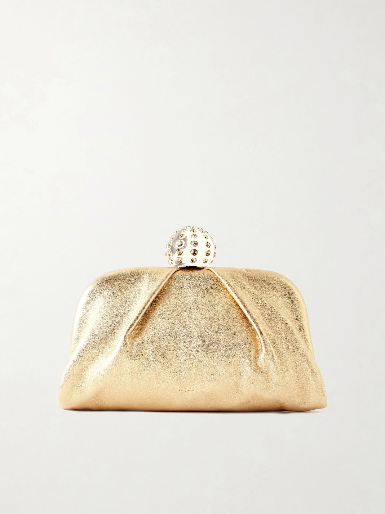 Mini Tequila crystal-embellished metallic leather clutch