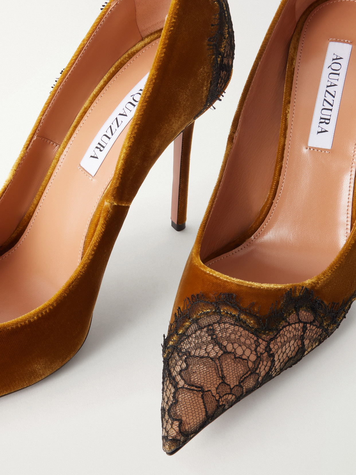 Meadow 105 Lace-Trimmed Velvet Pumps