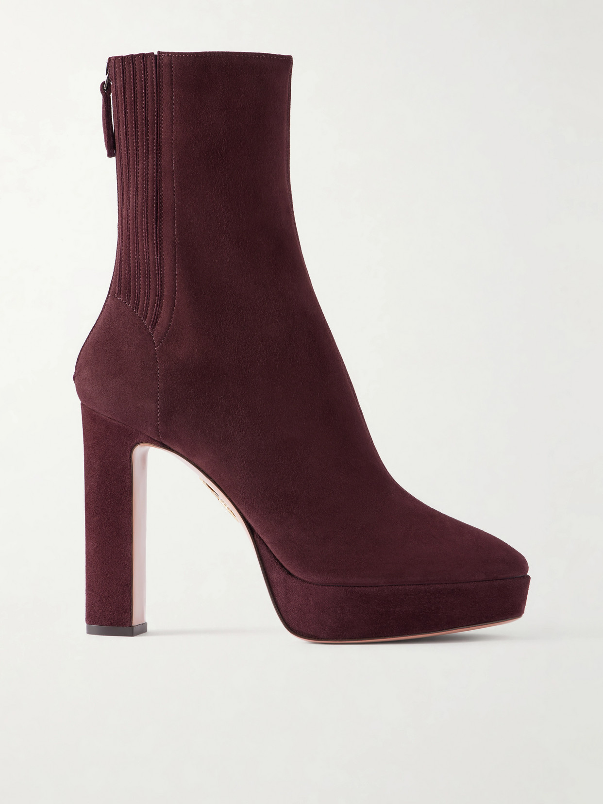 Aquazzura Martine 110 Suede Ankle Boots In Burgundy