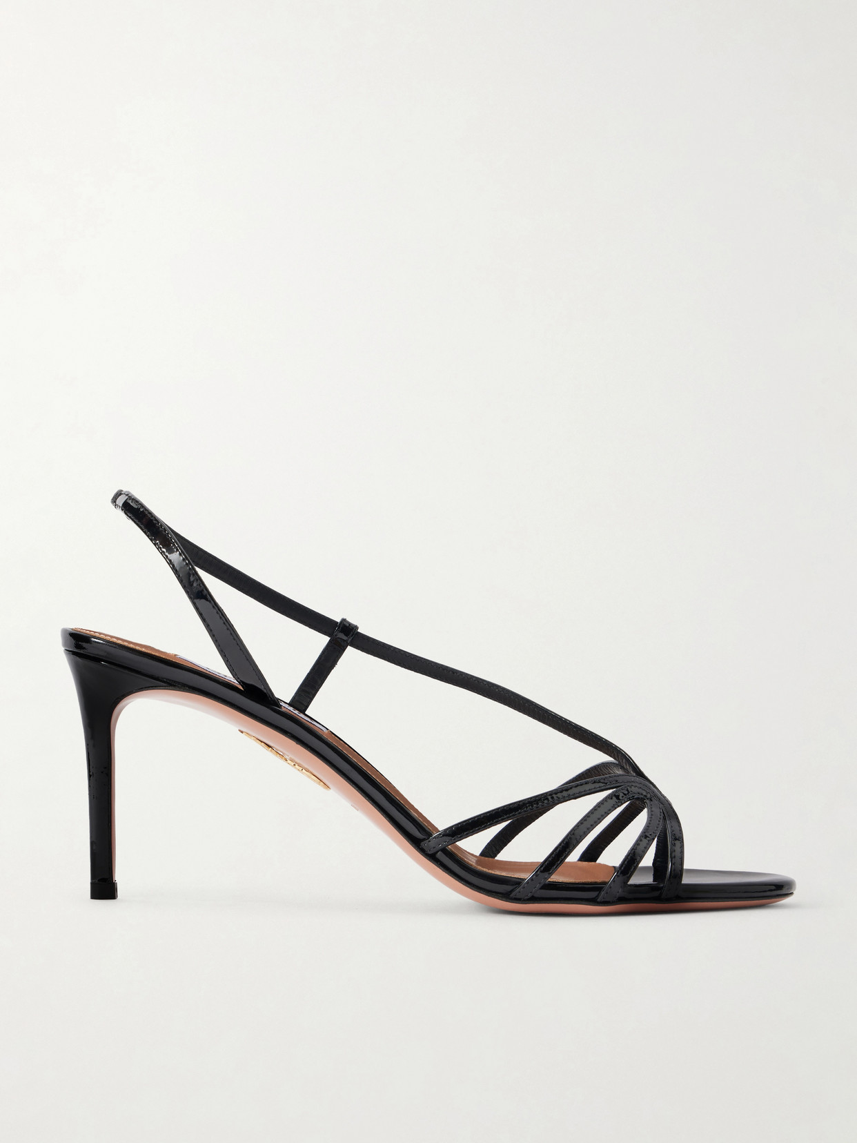 Aquazzura Talk To Me 75 Patent-leather Slingback Sandals In Black
