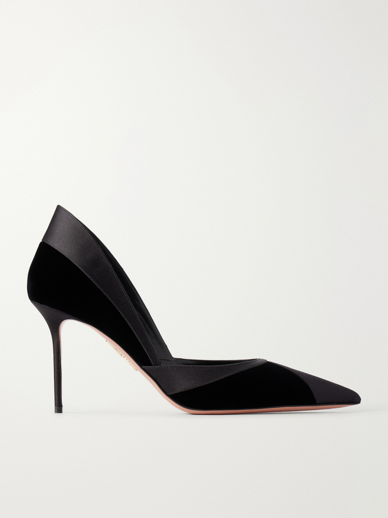 Aquazzura Shadow 85 Velvet And Satin Pumps In Black