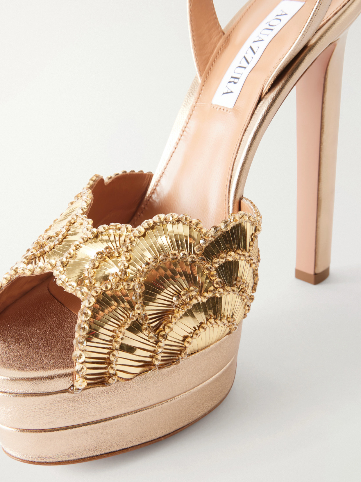 Ce Soir 130 Sequin-Embellished Metallic Leather Platform Sandals