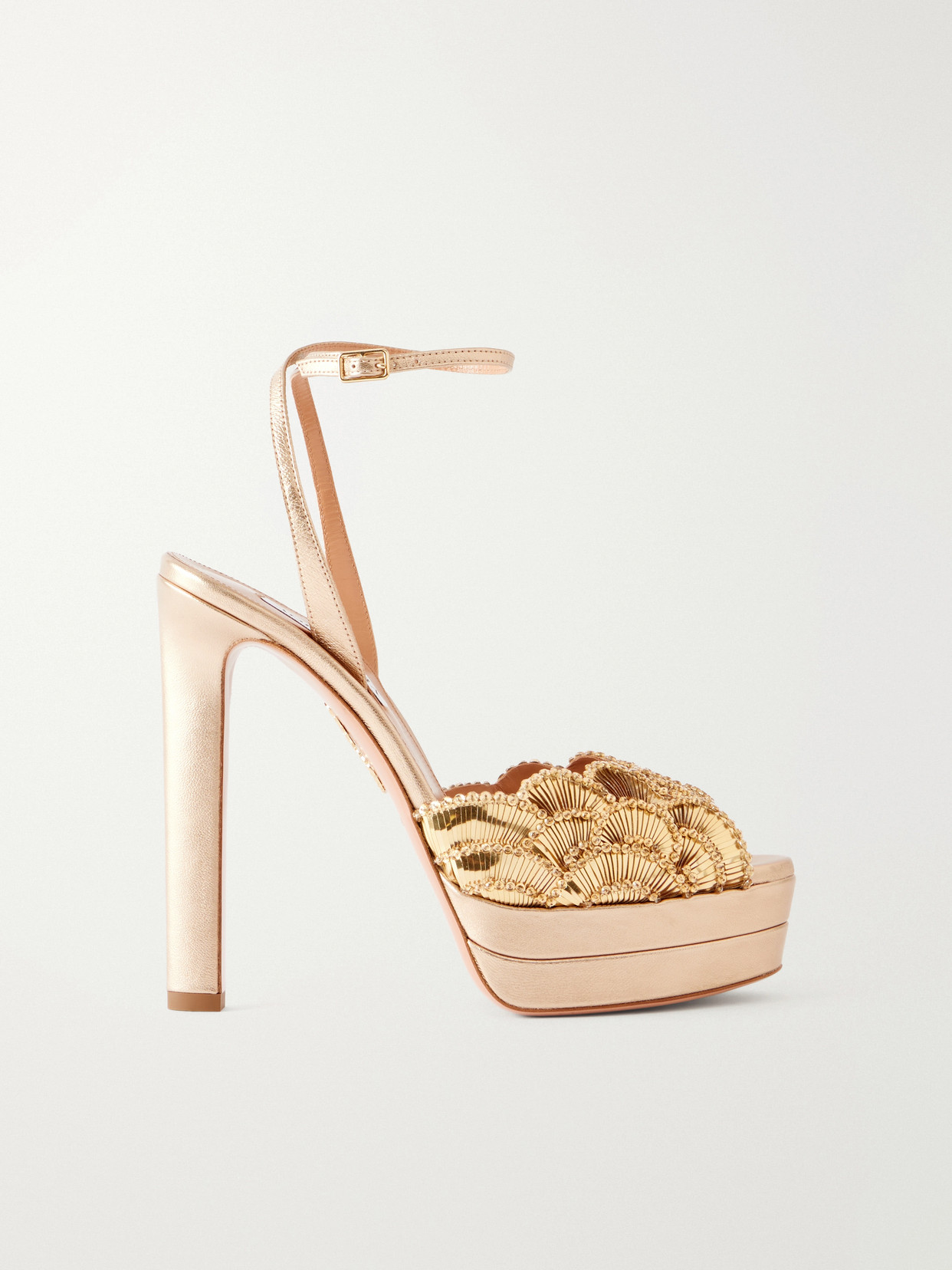 Ce Soir 130 Sequin-Embellished Metallic Leather Platform Sandals
