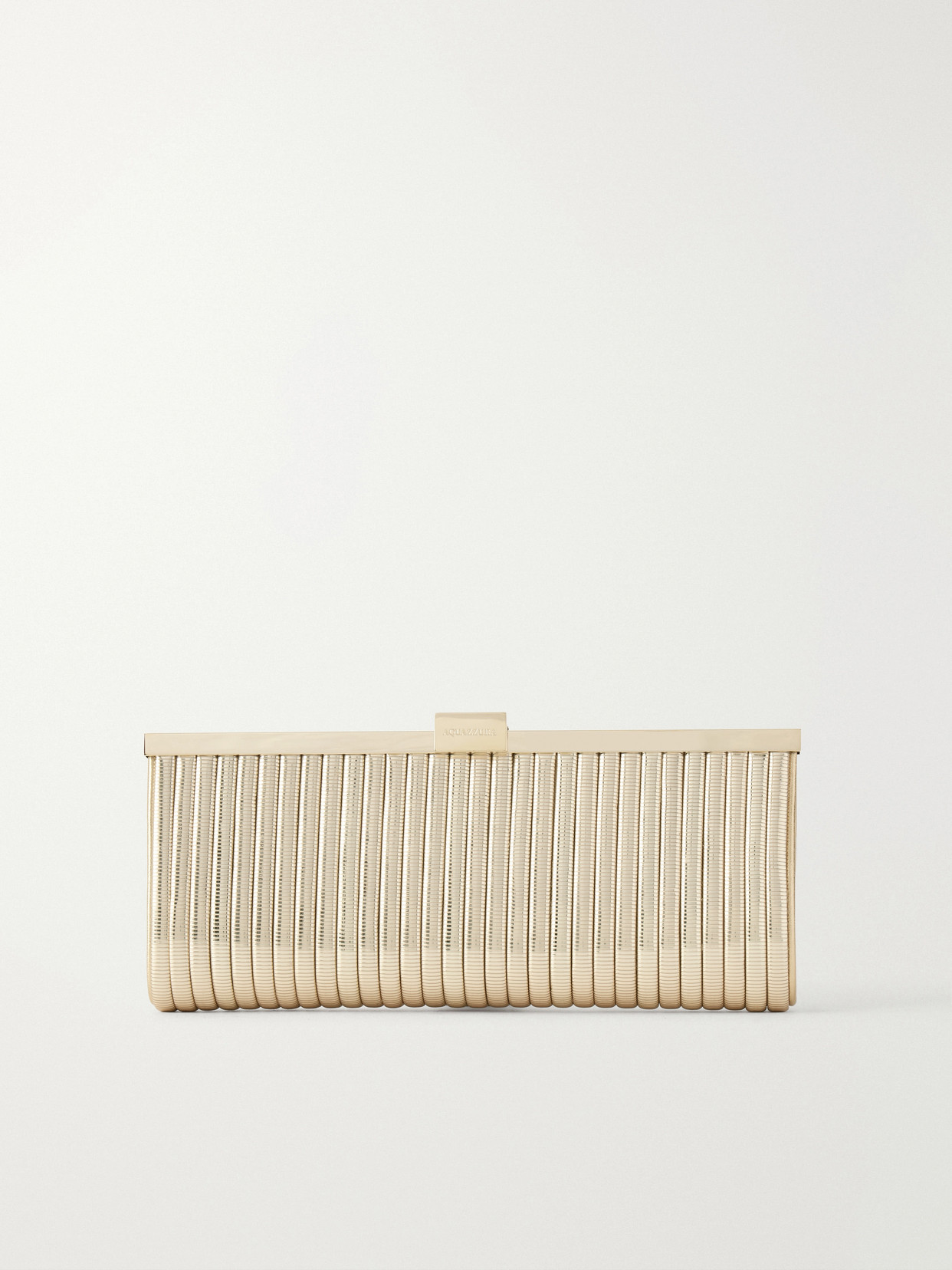 Aquazzura Heatwave Metallic Leather Clutch Bag In Gold