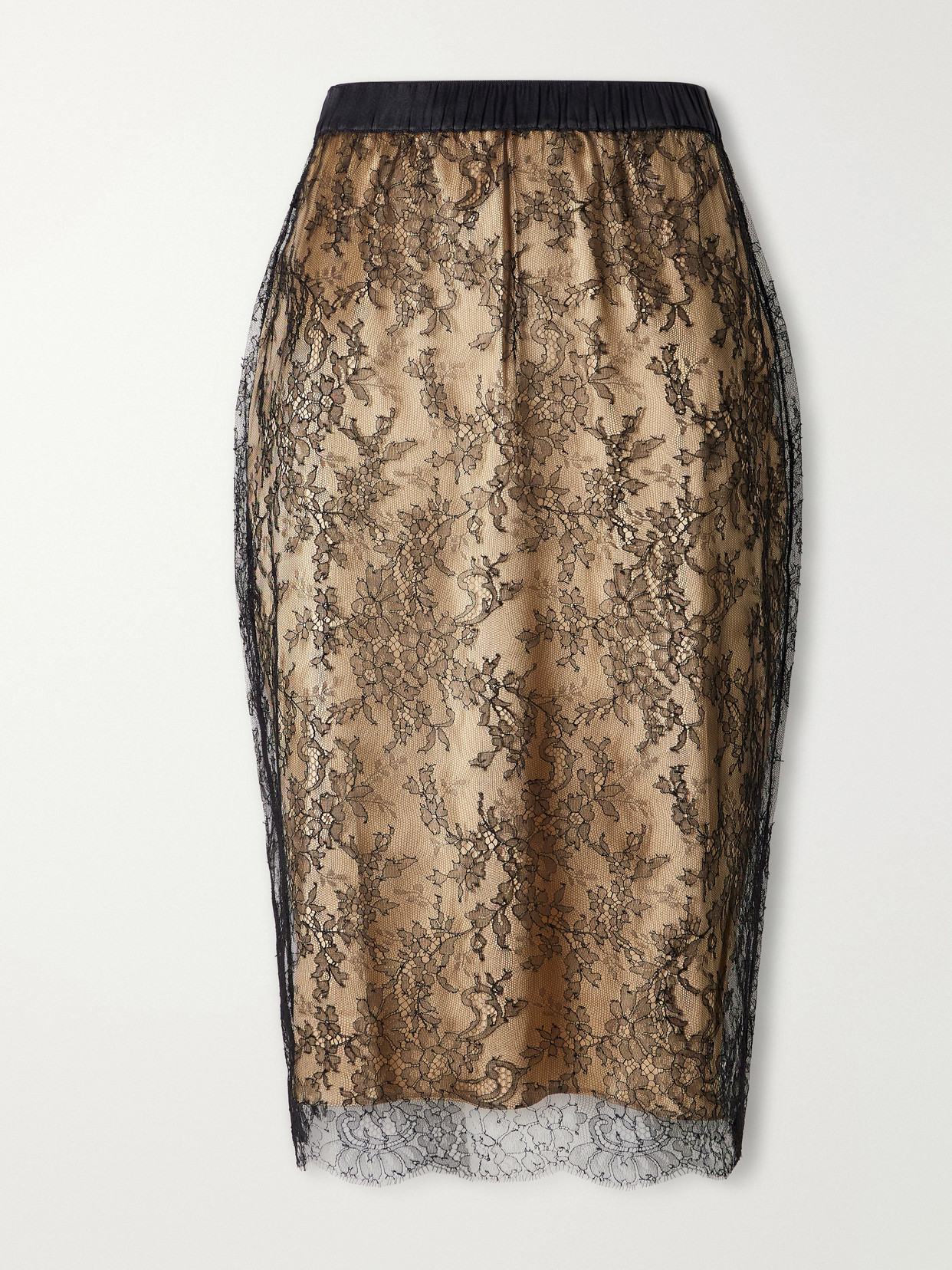 Carine Gilson Straight Lace Midi Skirt In Black