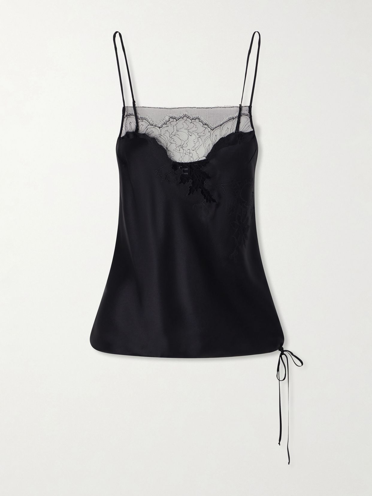 Lace-trimmed silk-satin cami