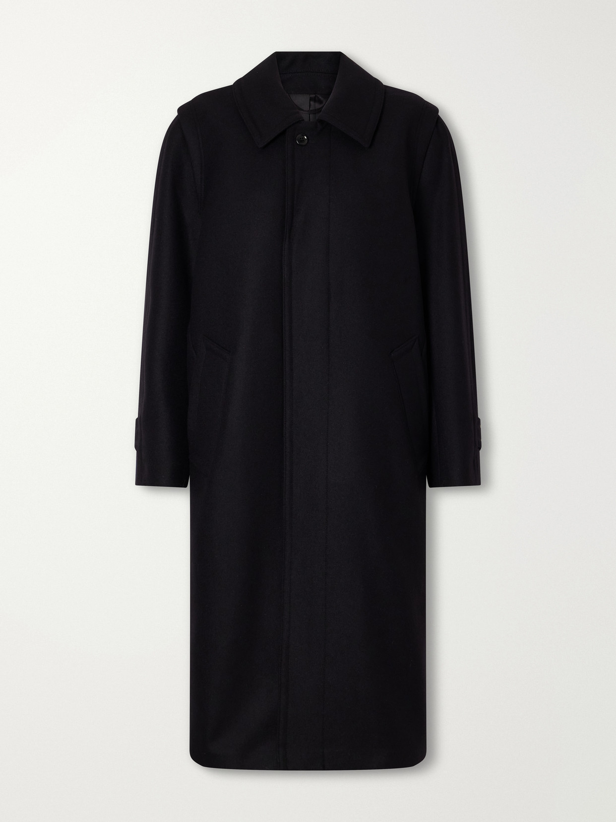 Rier Loden Felted Virgin Wool Coat In Black