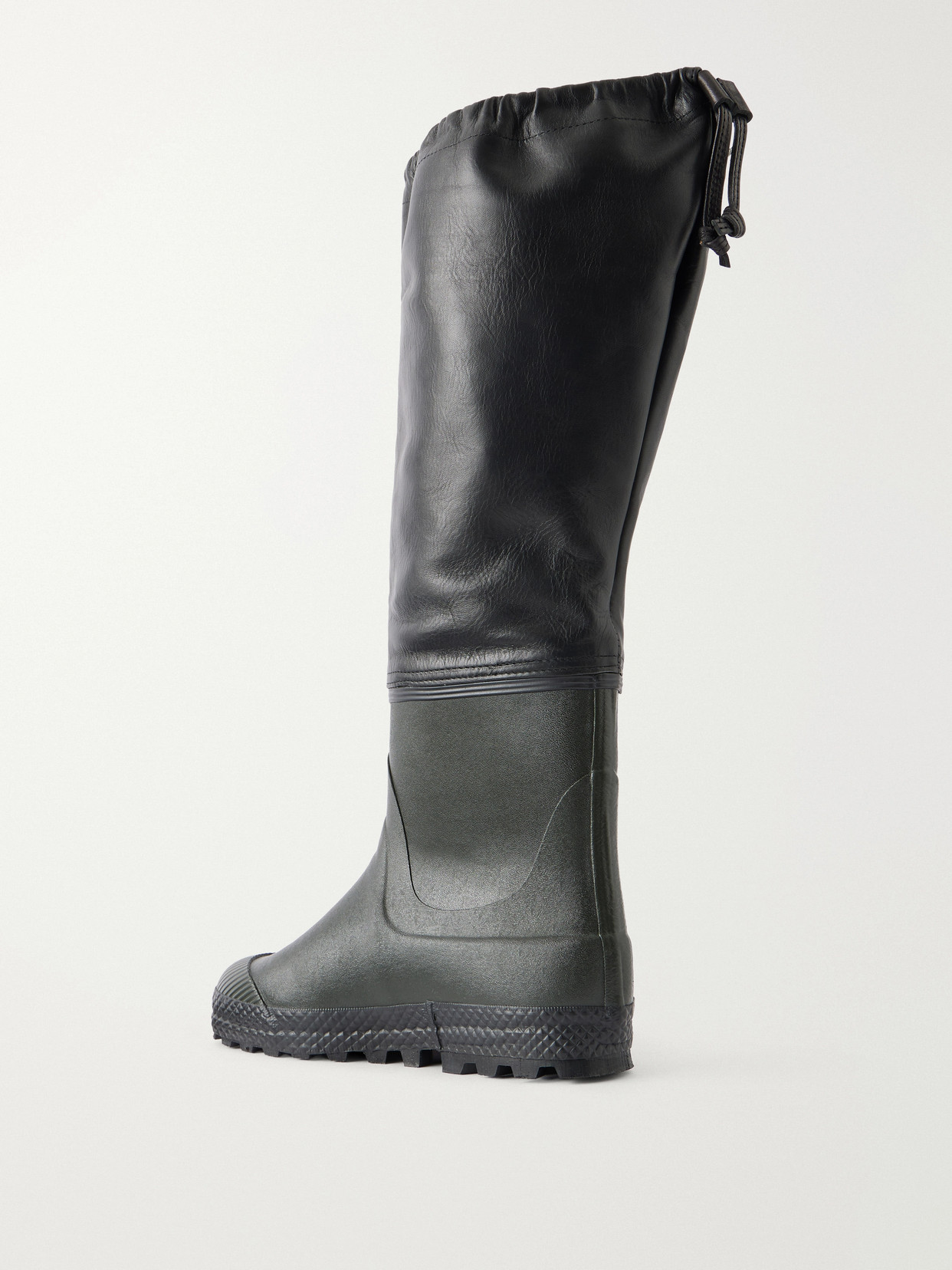 Farmer Leather-Trimmed Rubber Rain Boots