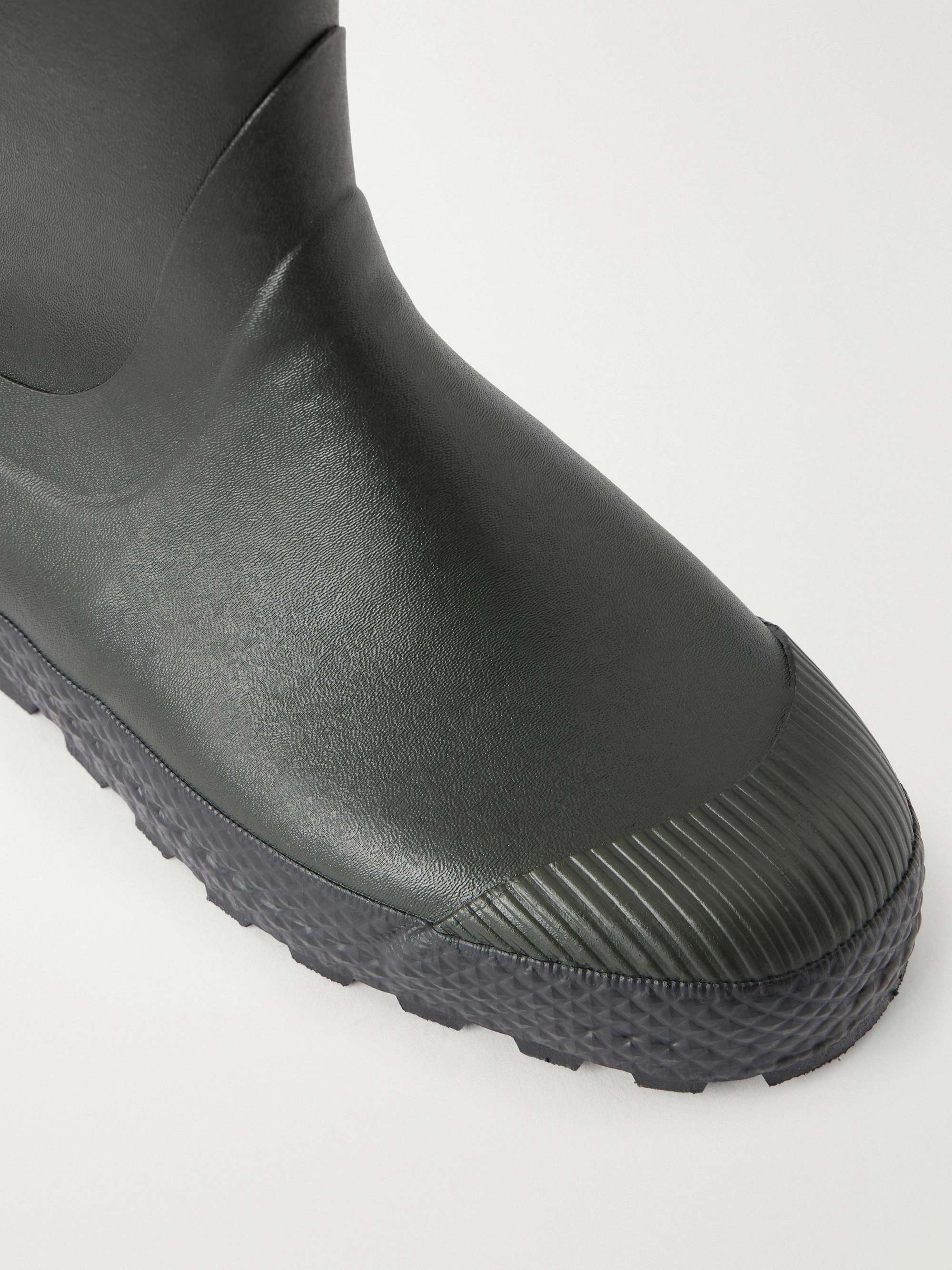 RIER Farmer leather-trimmed rubber rain boots | NET-A-PORTER