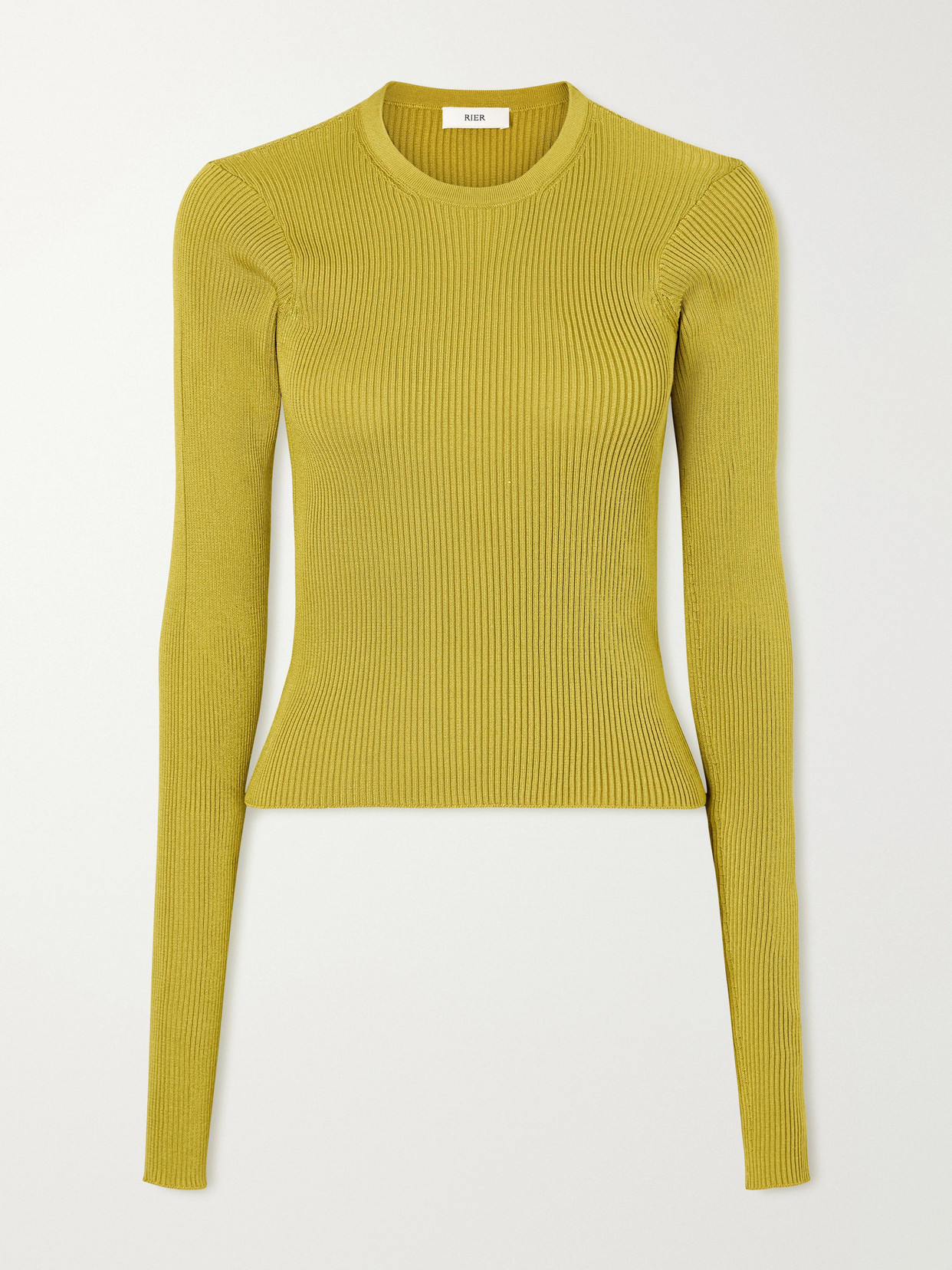 Rier Ribbed Silk T-shirt In Yellow