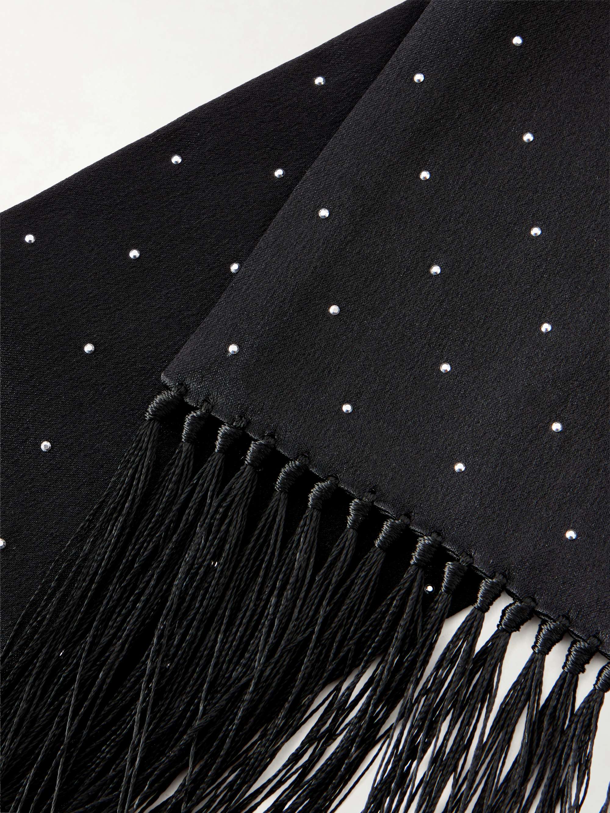 TOM FORD Fringed crystal-embellished silk-satin scarf | NET-A-PORTER