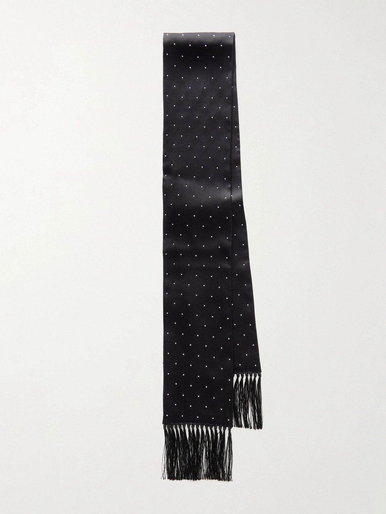 Tom Ford Fringed Crystal-embellished Silk-satin Scarf In Black
