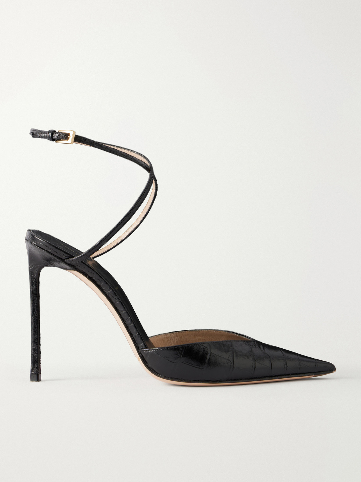 Tom Ford 105 Croc-effect Leather Pumps In Black