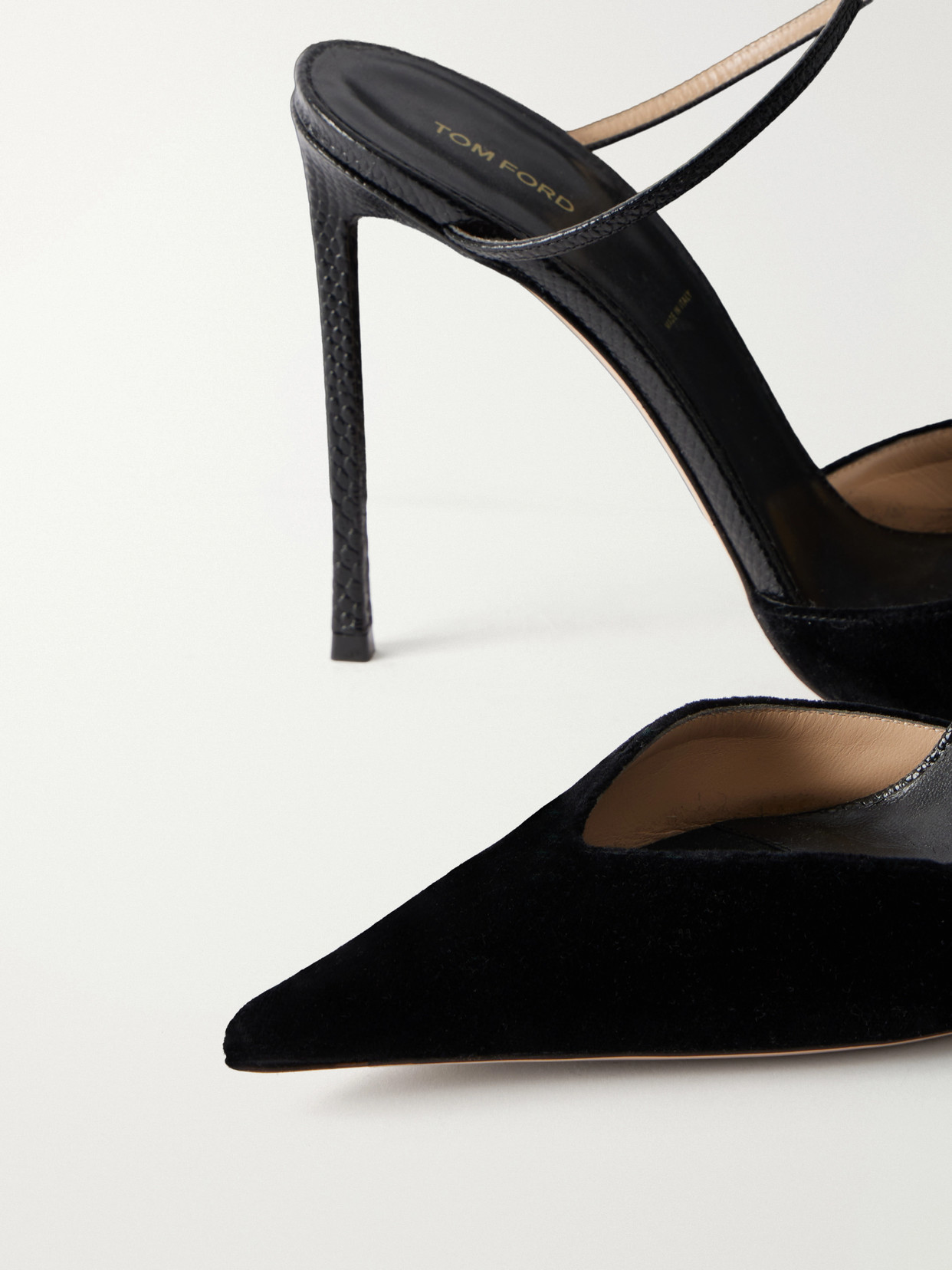Selen 105 Croc-Effect Leather-Trimmed Velvet Pumps