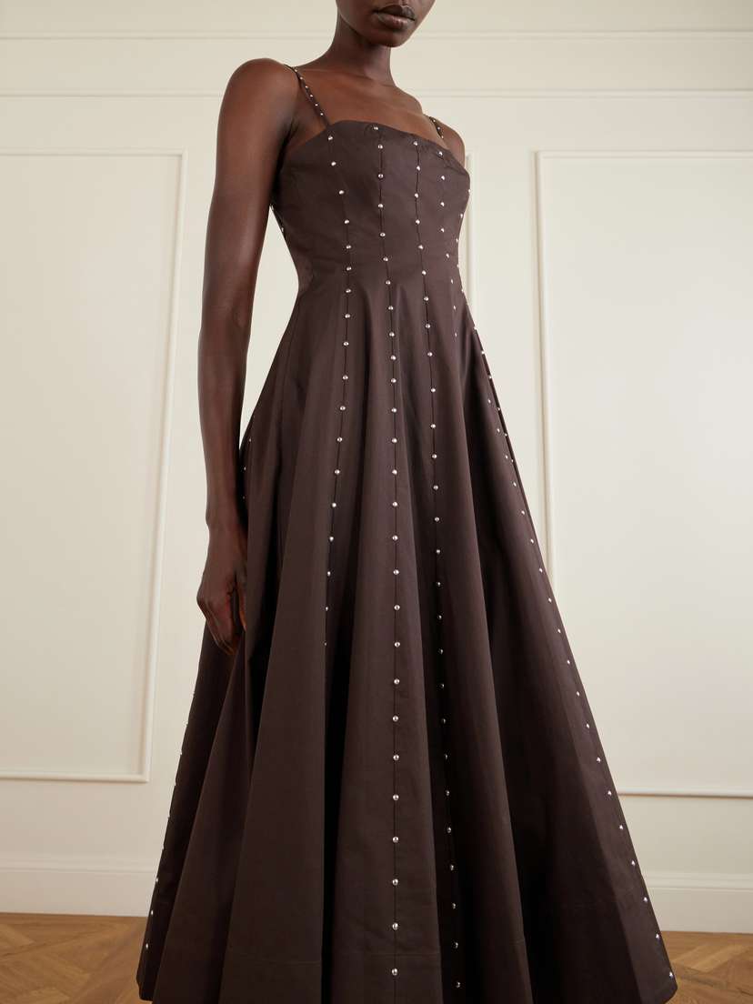 Staud Wylie Embellished Paneled Cotton-blend Poplin Midi Dress | Thumbnail 4