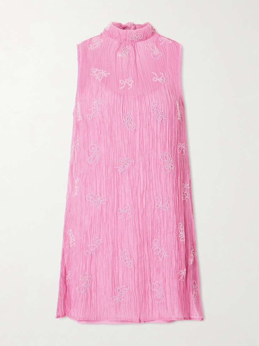 Staud Albee Bead-embellished Crinkled Modal-blend Organza Mini Dress | Thumbnail 5 Staud Albee Bead-embellished Crinkled Modal-blend Organza Mini Dress | Thumbnail 5