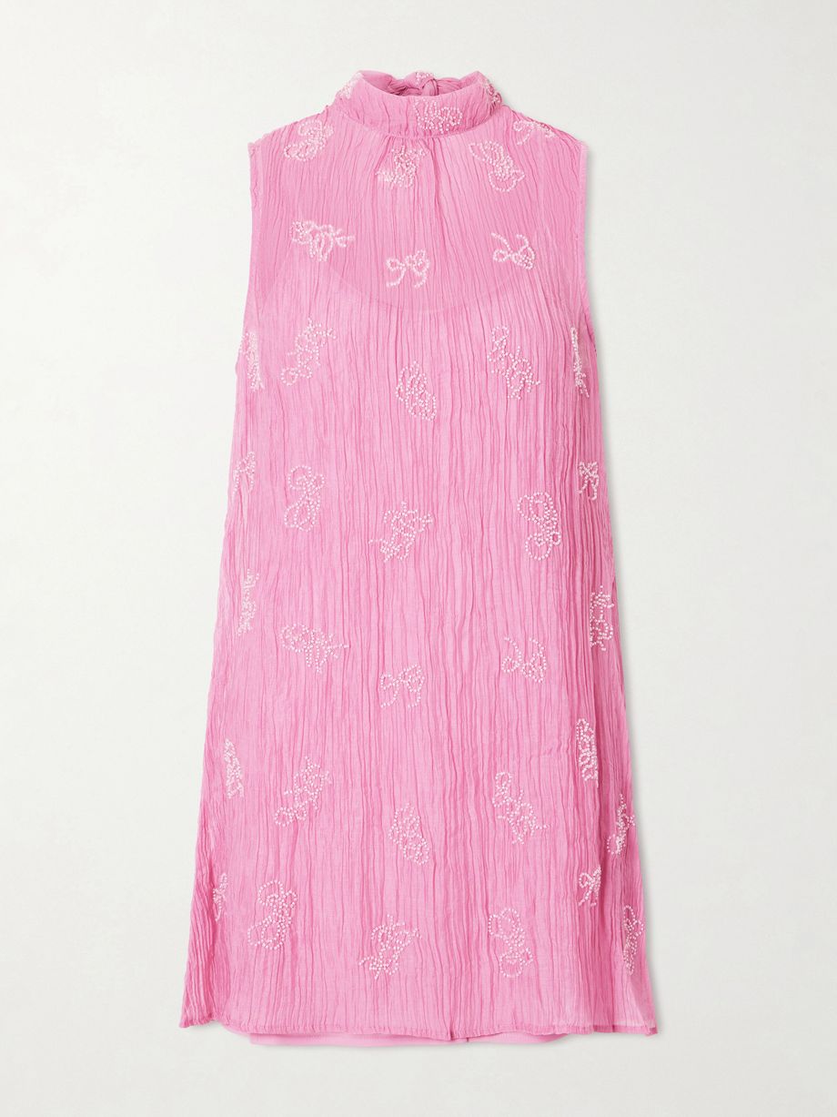 Albee bead-embellished crinkled modal-blend organza mini dress