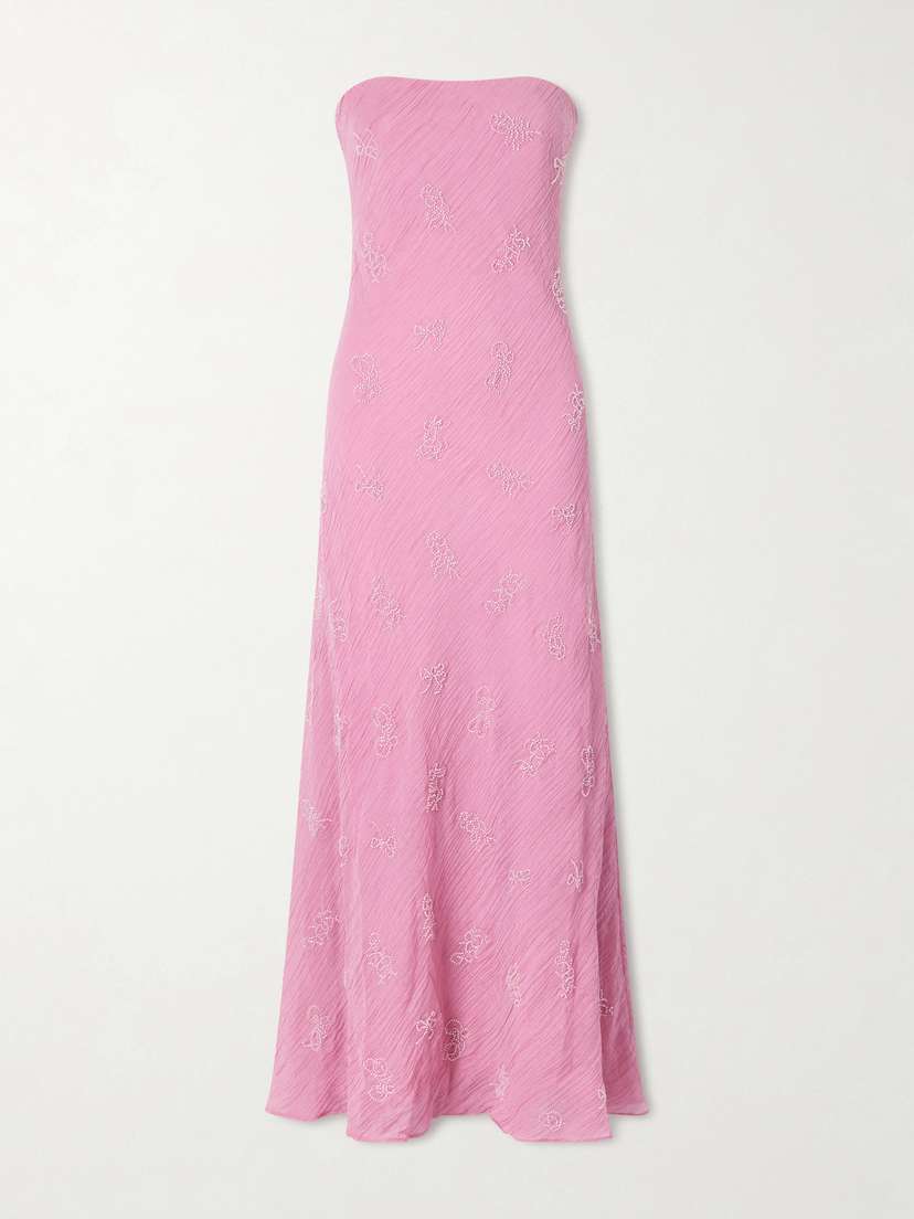 Staud Cassie Strapless Bead-embellished Crinkled Modal-blend Organza Maxi Dress | Thumbnail 5 Staud Cassie Strapless Bead-embellished Crinkled Modal-blend Organza Maxi Dress | Thumbnail 5