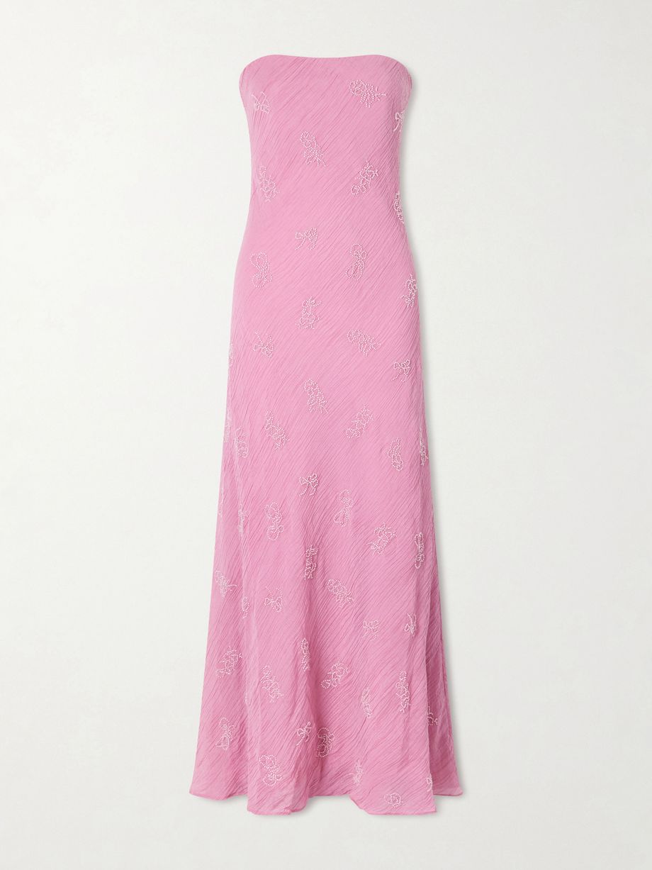 Cassie strapless bead-embellished crinkled modal-blend organza maxi dress